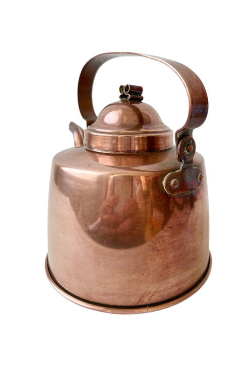 Antique Swedish Copper Kettle, Vintage Rustic Tea Pot,  Kitchen Decor