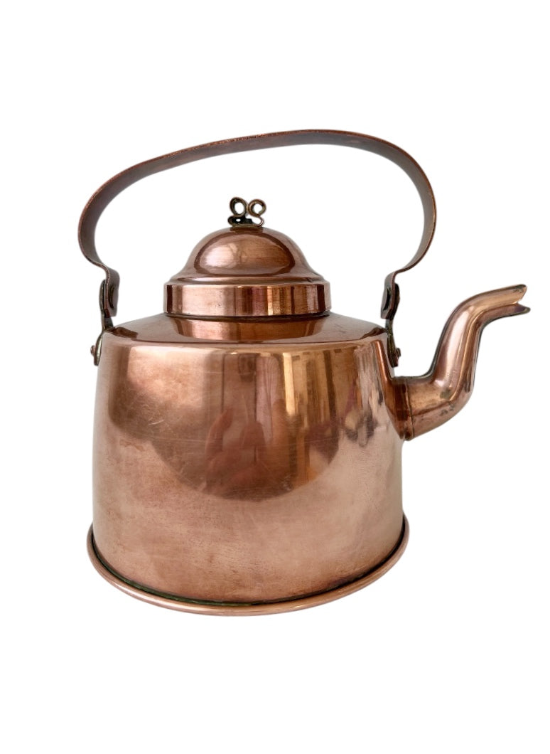 Antique Swedish Copper Kettle, Vintage Rustic Tea Pot,  Kitchen Decor