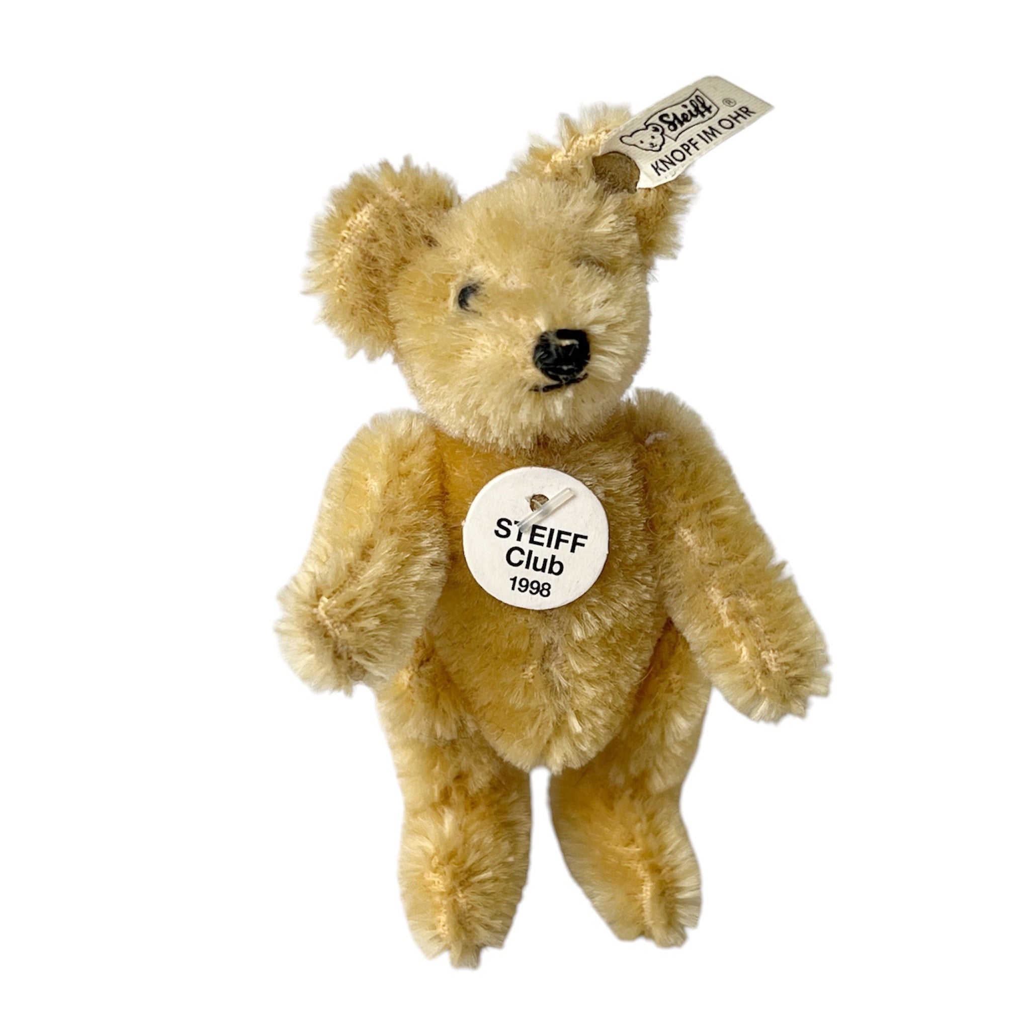Steiff Club Teddy Bear 1998, Miniature Mohair Bear, Knopf Im Ohr, 9 cm
