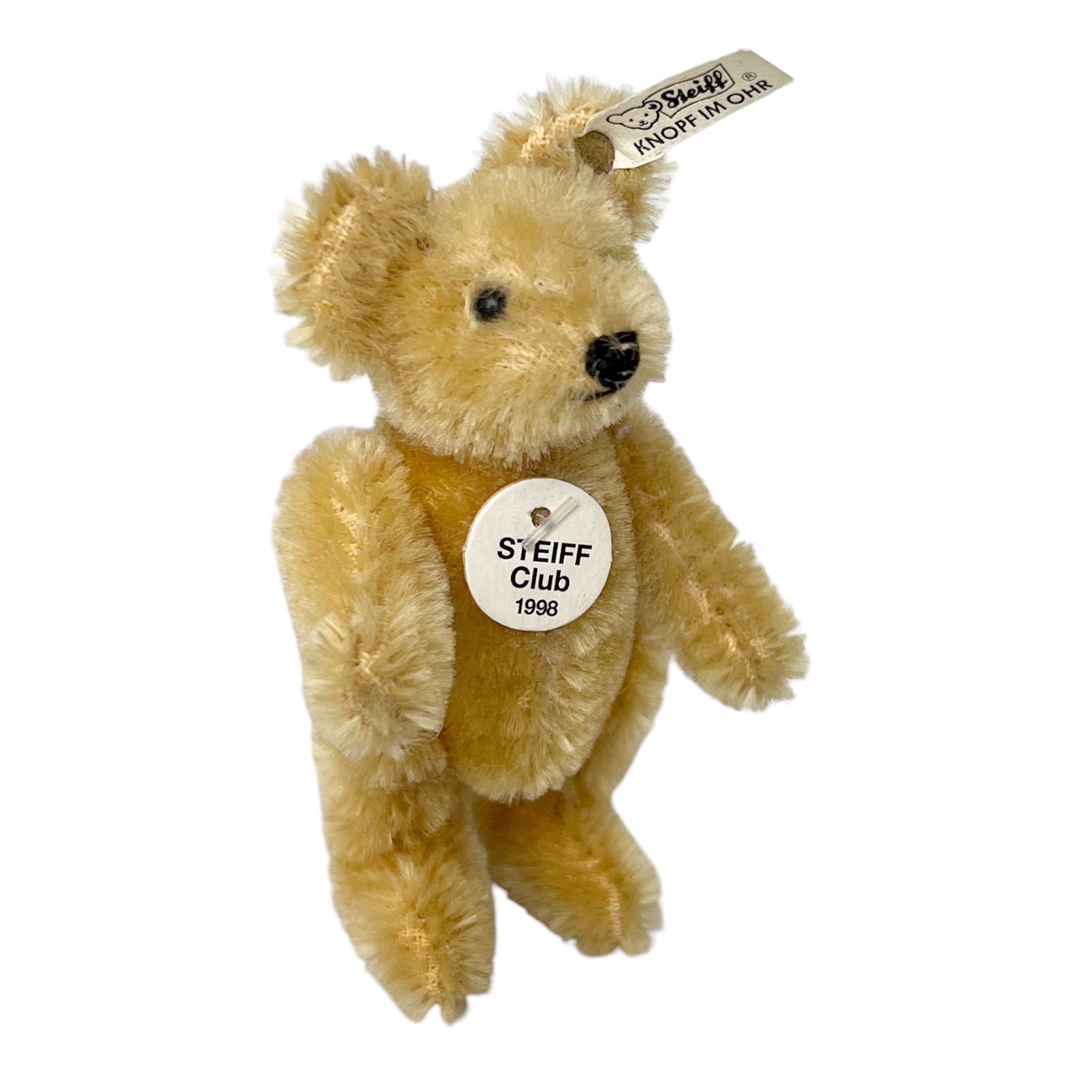 Steiff Club Teddy Bear 1998, Miniature Mohair Bear, Knopf Im Ohr, 9 cm