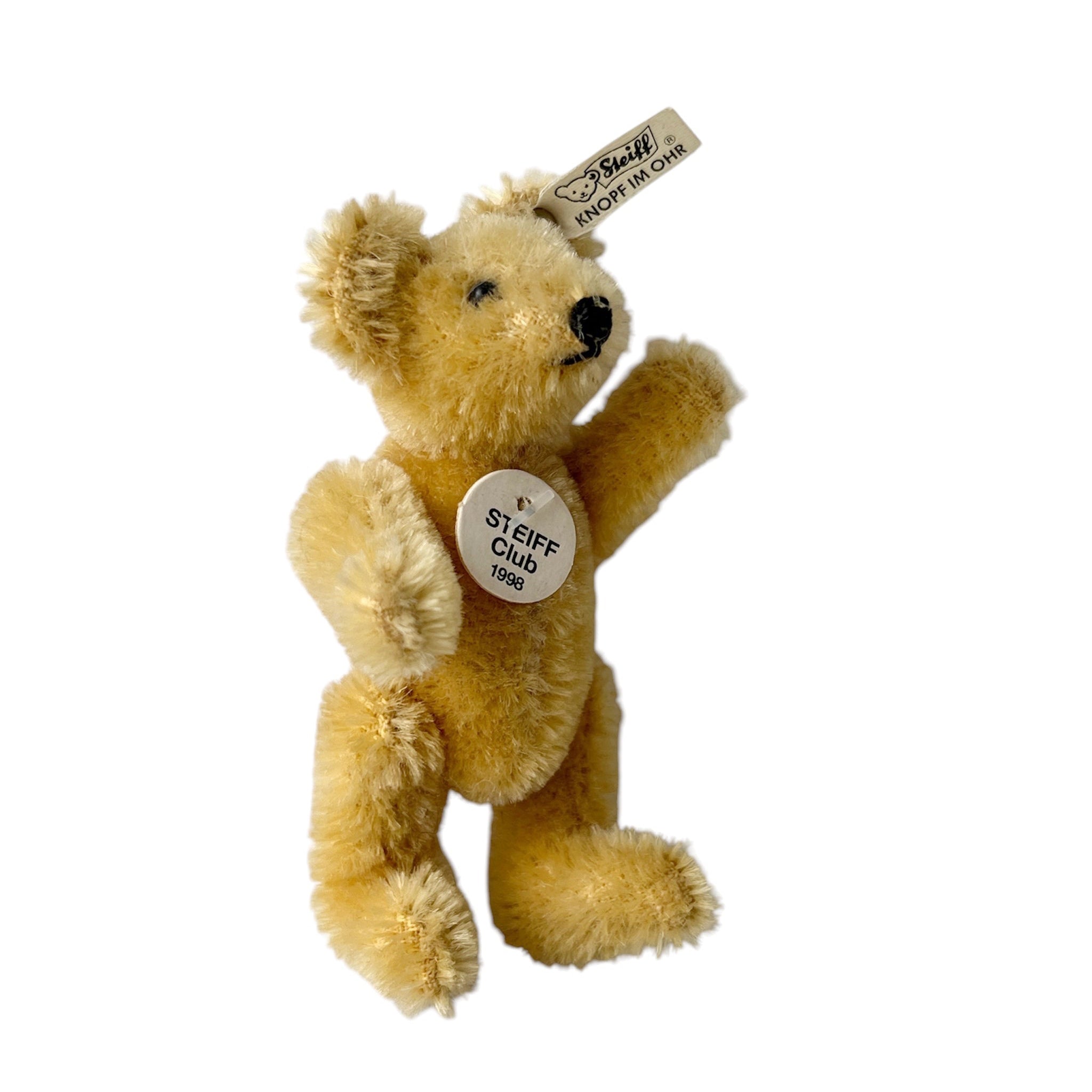 Steiff Club Teddy Bear 1998, Miniature Mohair Bear, Knopf Im Ohr, 9 cm