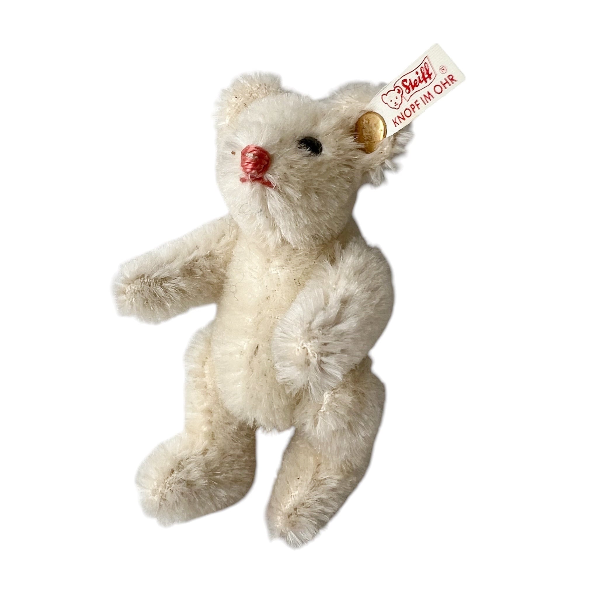 Steiff Club Teddy Bear 2001, White Mohair Mini Bear, Knopf Im Ohr, 9 cm