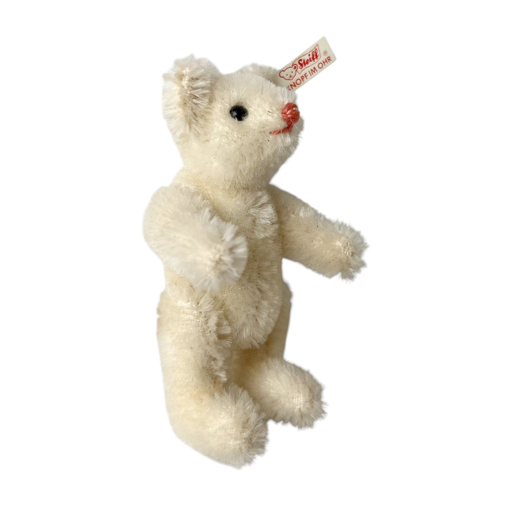 Steiff Club Teddy Bear 2001, White Mohair Mini Bear, Knopf Im Ohr, 9 cm