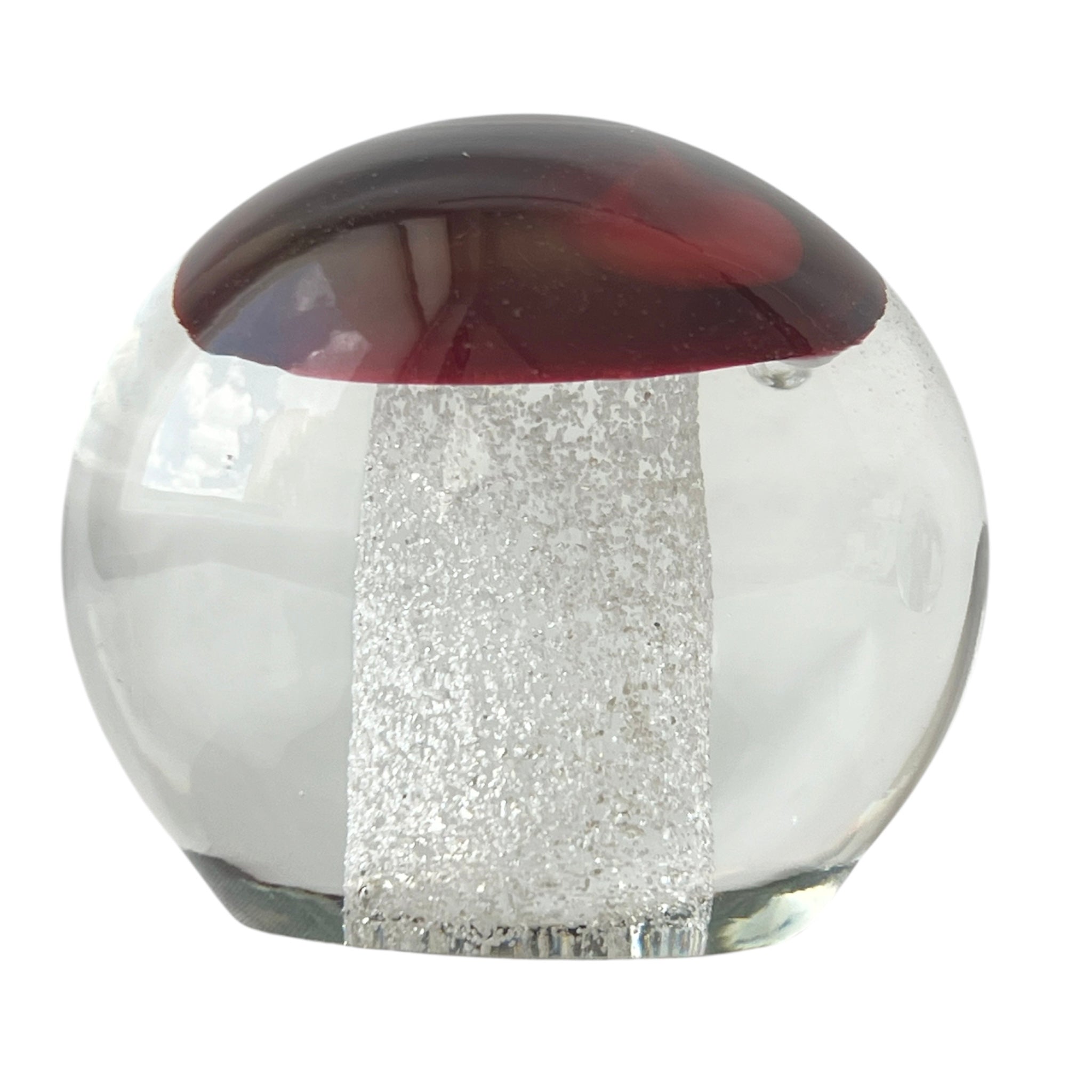 Exbor Czechoslovakia Art Glass Paperweight, 1970s Mushroom Form Czech Glass