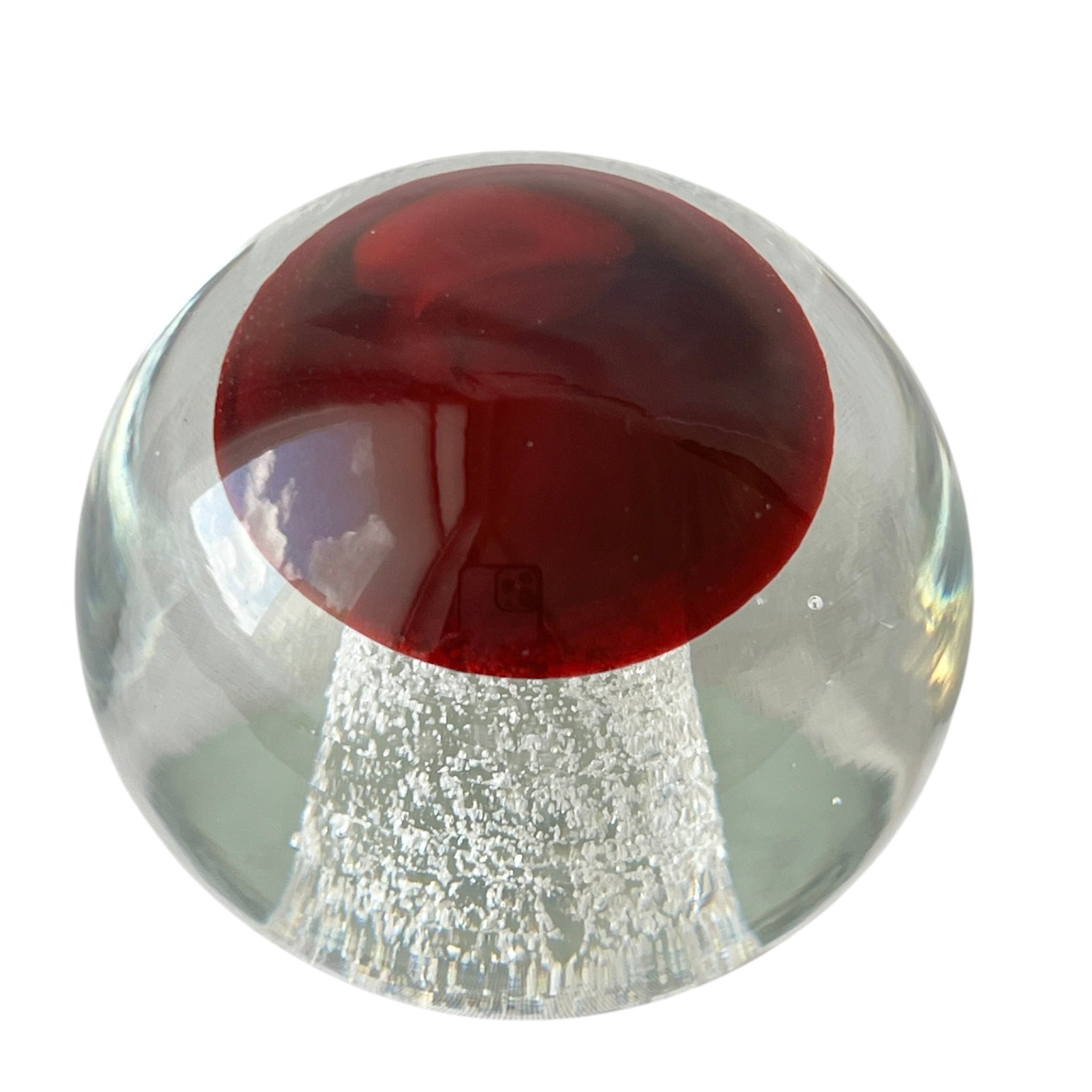 Exbor Czechoslovakia Art Glass Paperweight, 1970s Mushroom Form Czech Glass