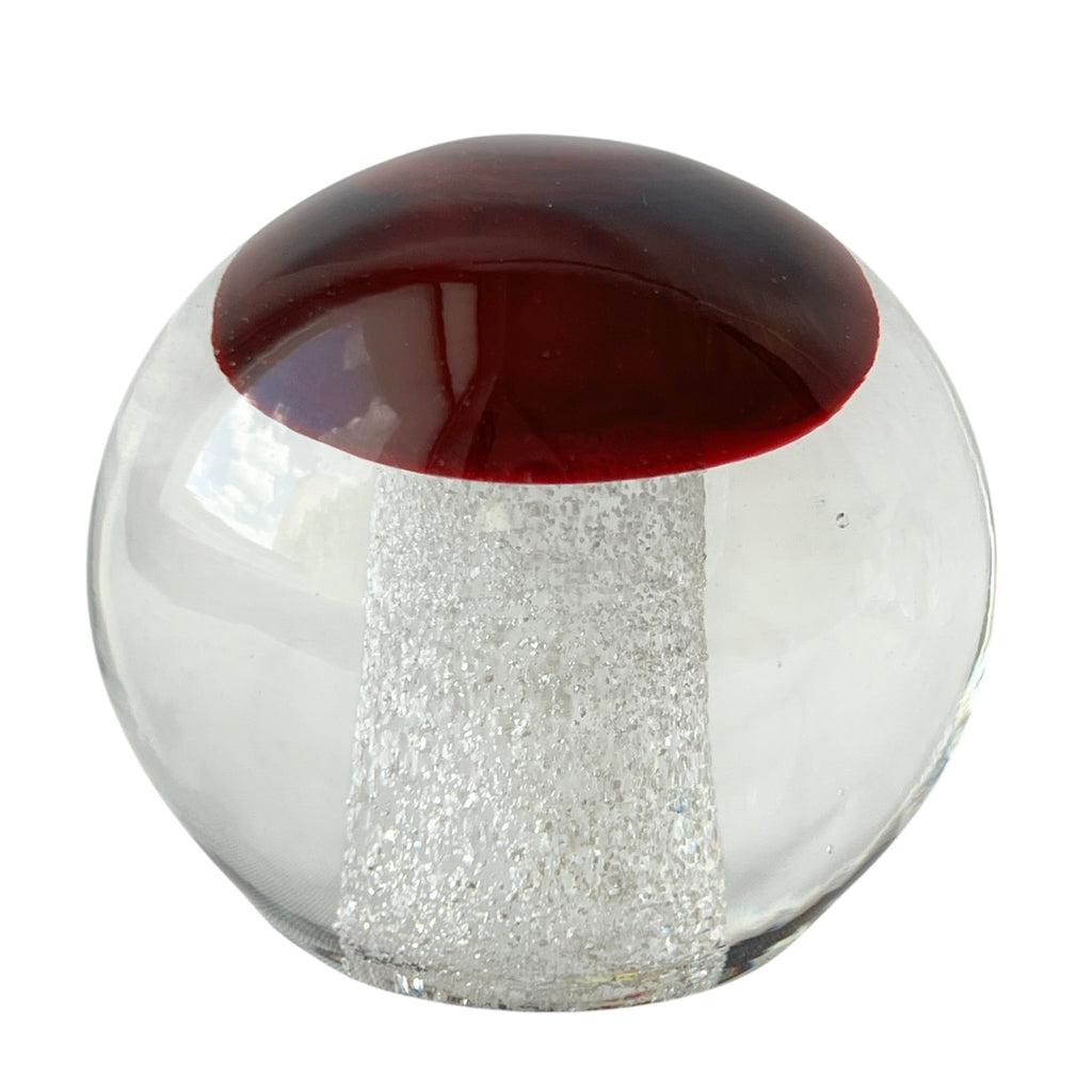 Exbor Czechoslovakia Art Glass Paperweight, 1970s Mushroom Form Czech Glass