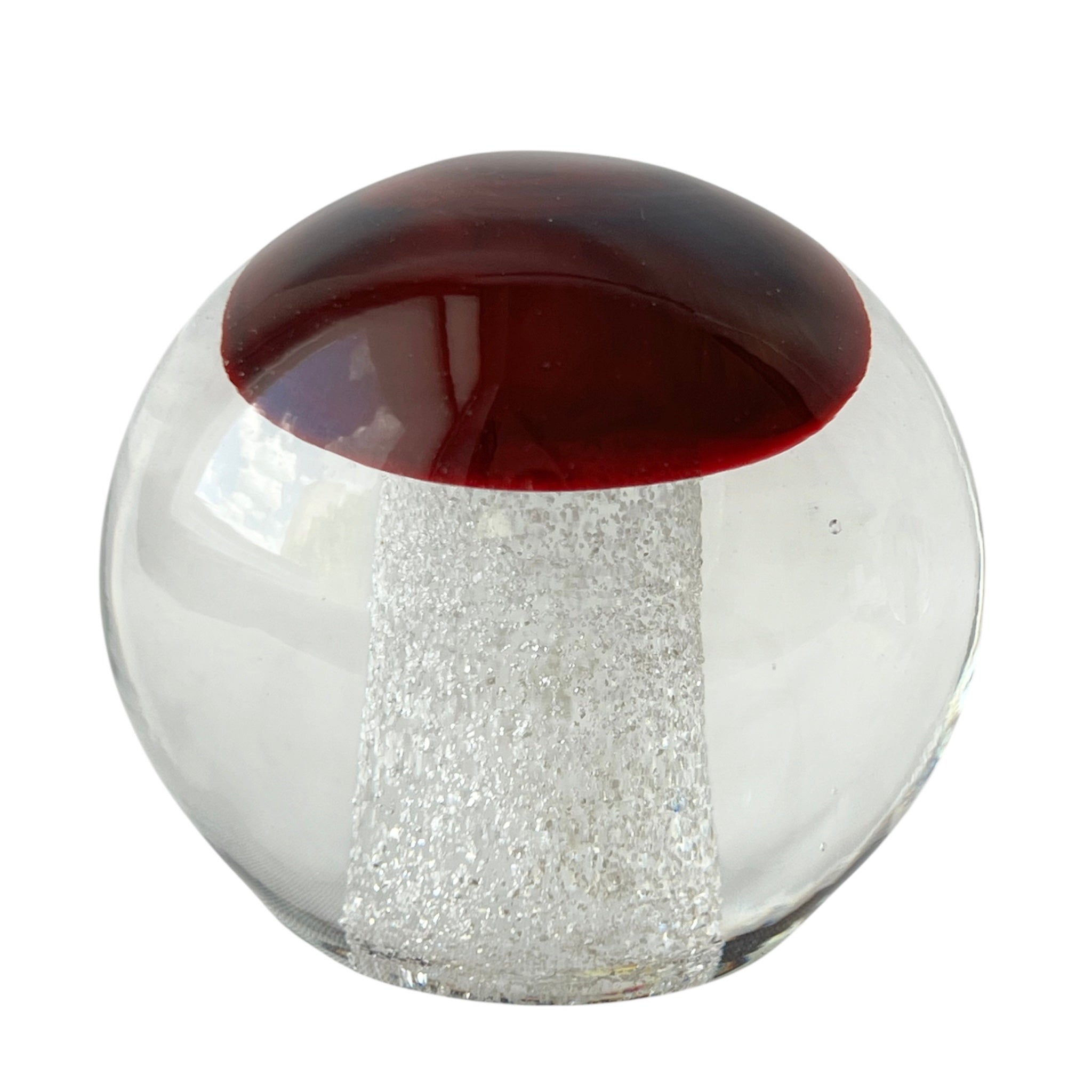 Exbor Czechoslovakia Art Glass Paperweight, 1970s Mushroom Form Czech Glass