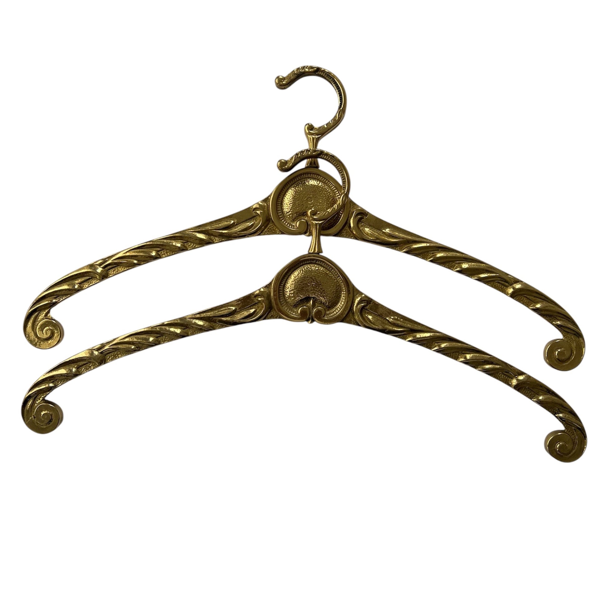 Vintage Pair of Brass Ornate Brass Clothes Hangers.