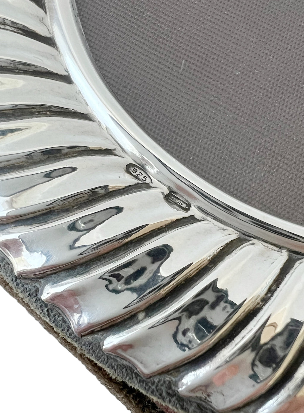 Vintage Italian 925 Silver Round Photo Frame, Fluted Sterling Silver Picture Frame