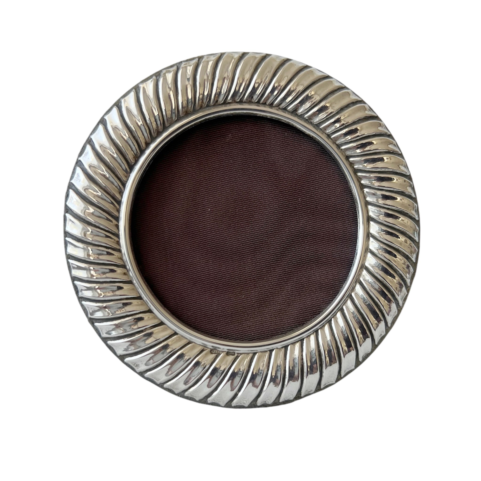 Vintage Italian 925 Silver Round Photo Frame, Fluted Sterling Silver Picture Frame