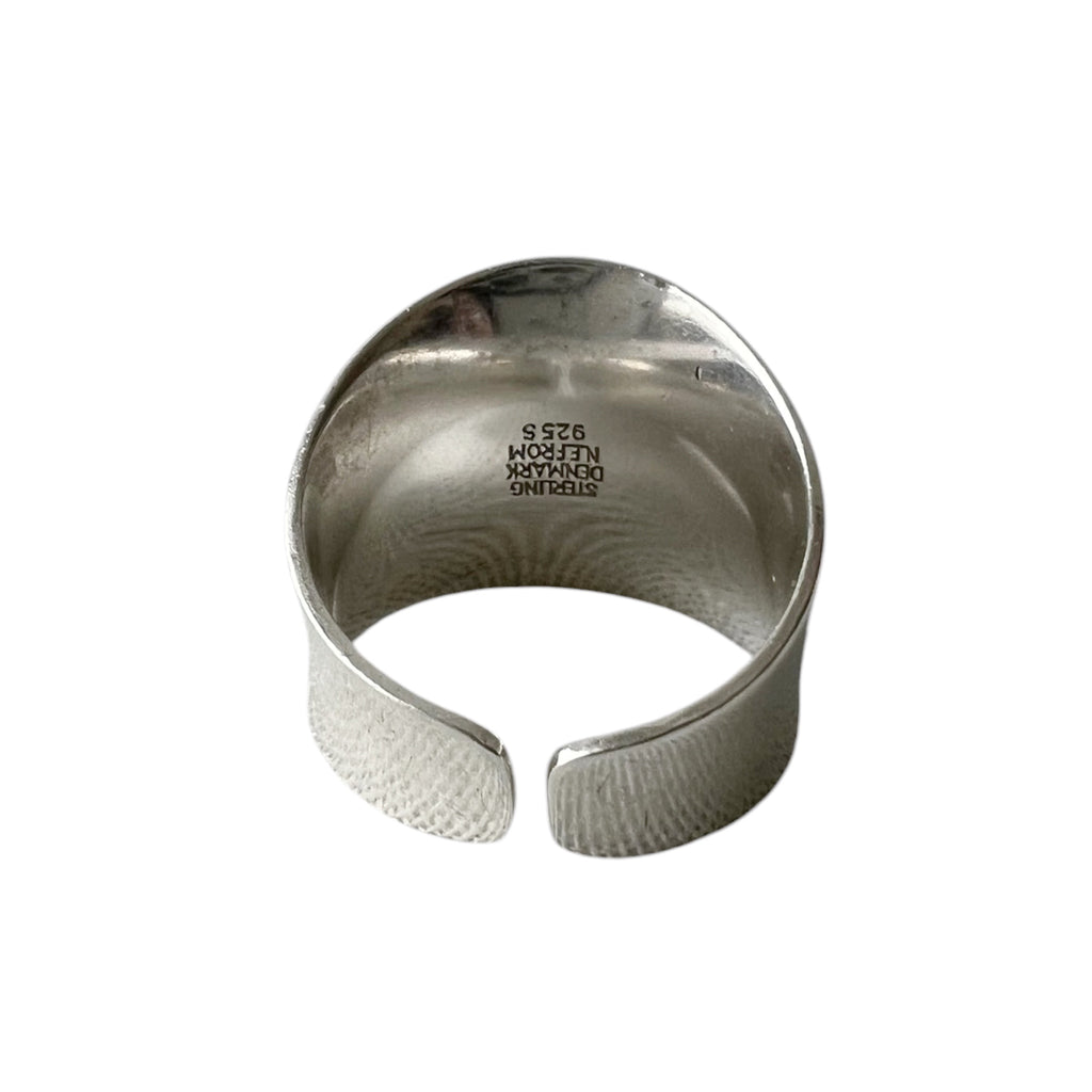 Niels Erik From Sterling Silver Rose Quartz Ring, Danish Modernist Scandinavian Statement Ring