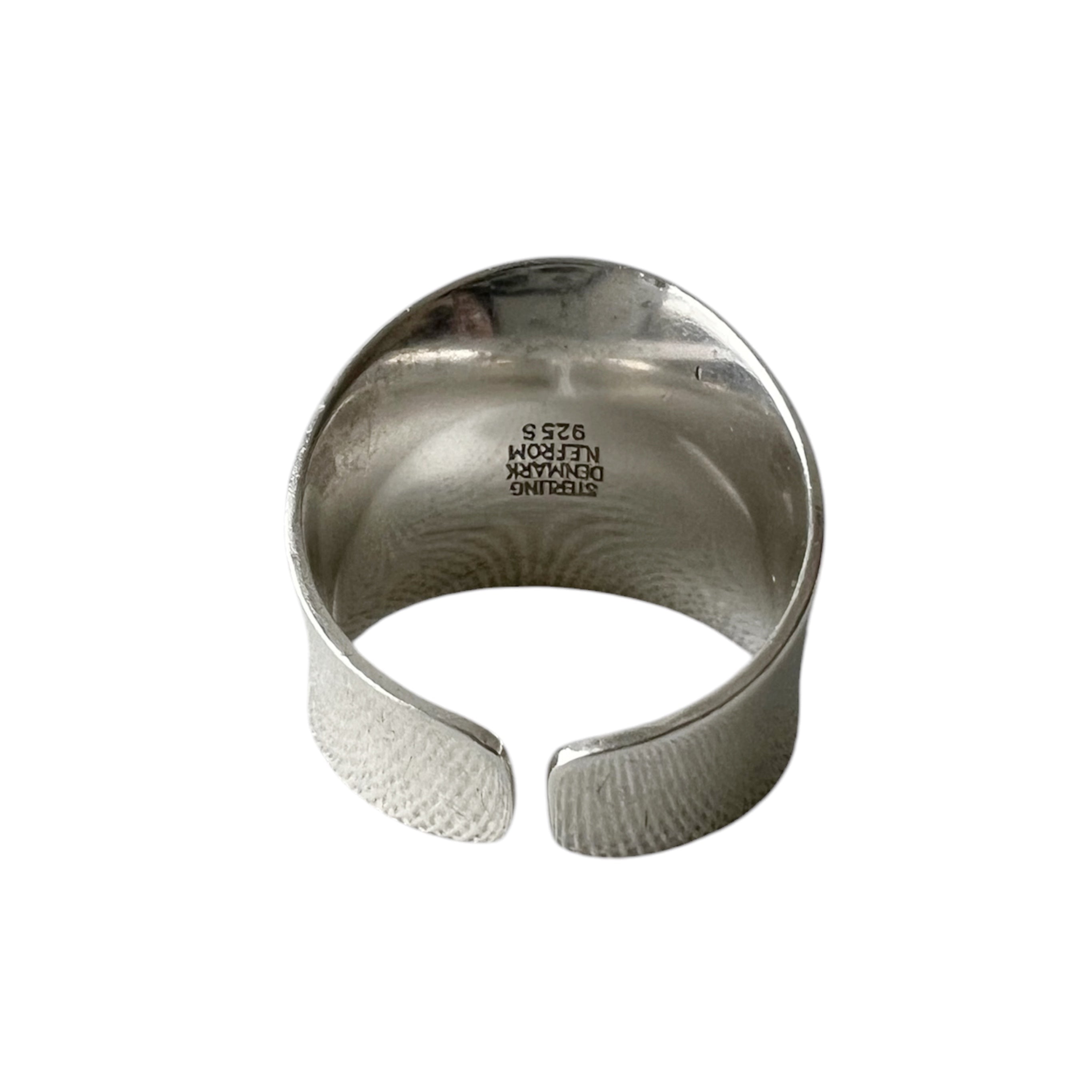 Niels Erik From Sterling Silver Rose Quartz Ring, Danish Modernist Scandinavian Statement Ring