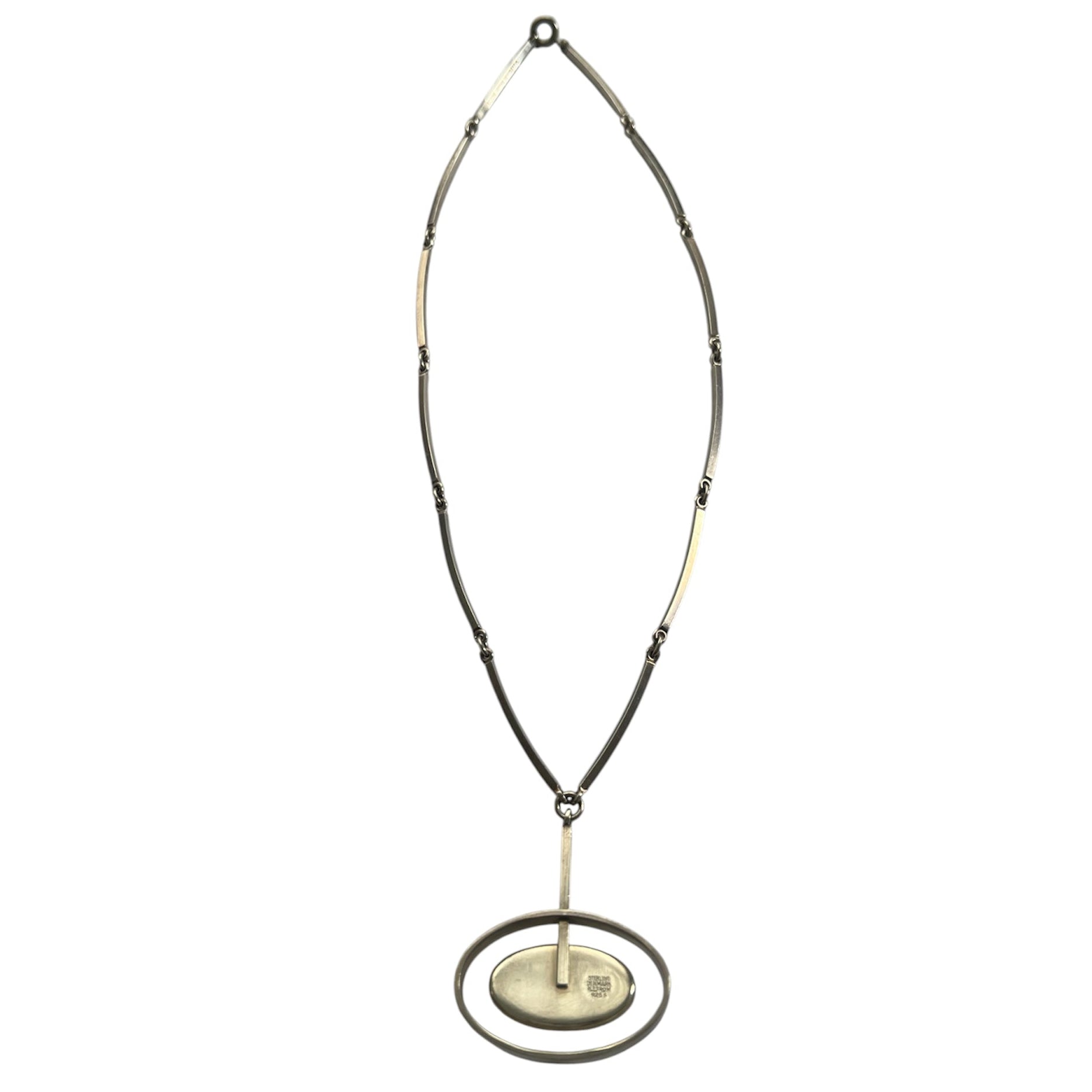 Niels Erik From Denmark Sterling Silver Amber Modernist Scndinavian Pendant Necklace
