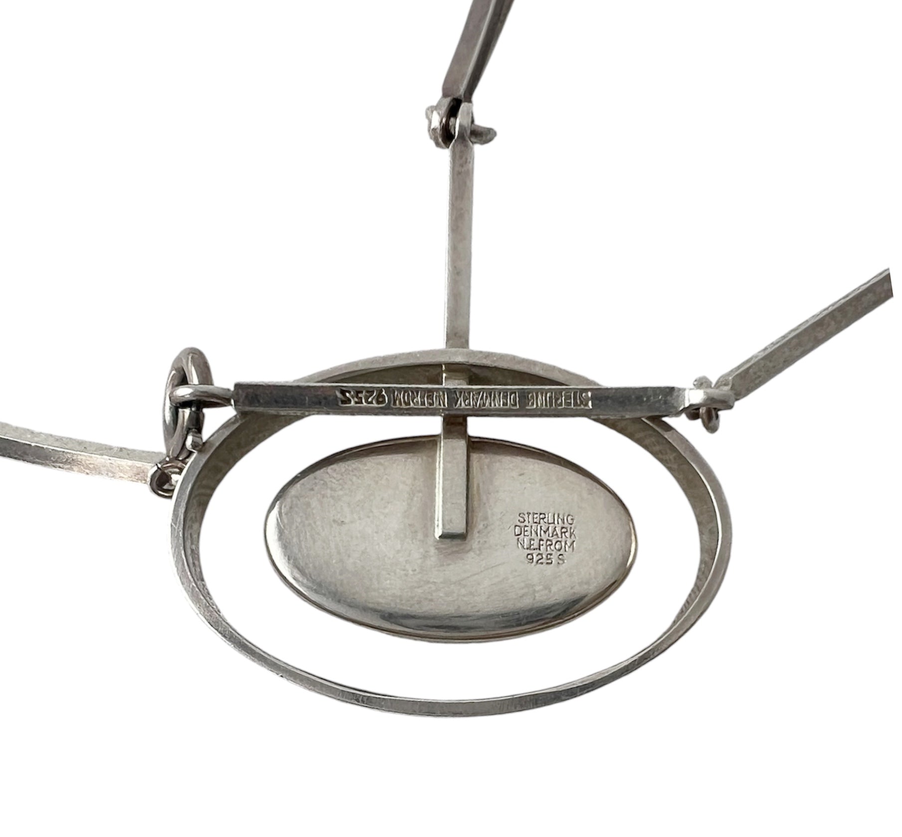 Niels Erik From Denmark Sterling Silver Amber Modernist Scndinavian Pendant Necklace