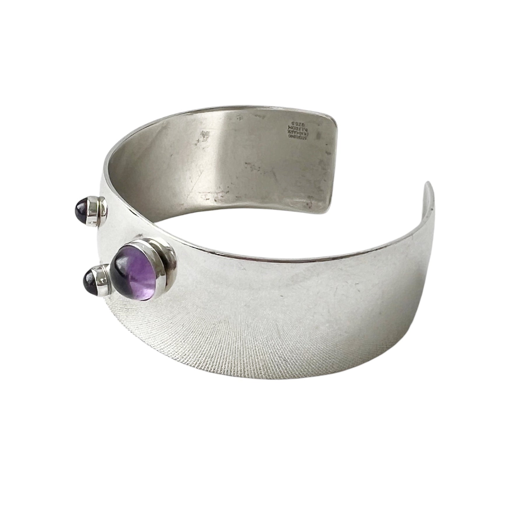 Niels Erik From Scandinavian Sterling Silver Amethyst Cuff Bracelet