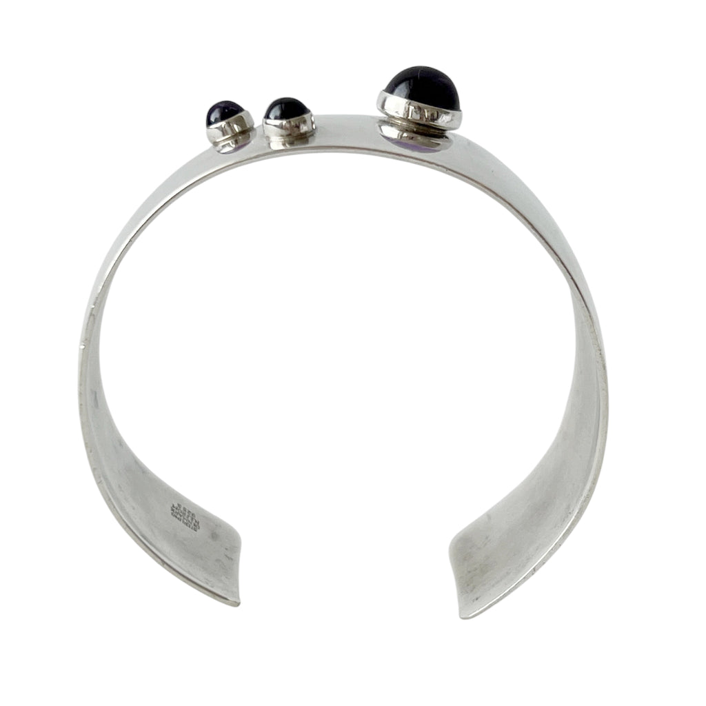 Niels Erik From Scandinavian Sterling Silver Amethyst Cuff Bracelet