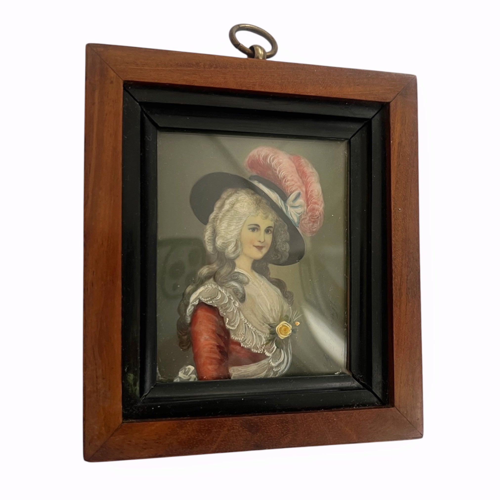 Antique Style Framed Portrait Miniature After Gainsborough, Georgiana Duchess of Devonshire