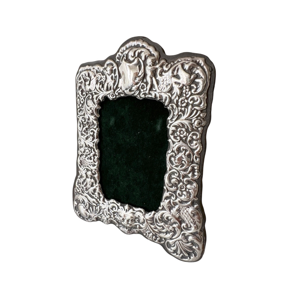 Ray Hall Sterling Silver Photo Frame, Birmingham 1989, Floral Scroll Design