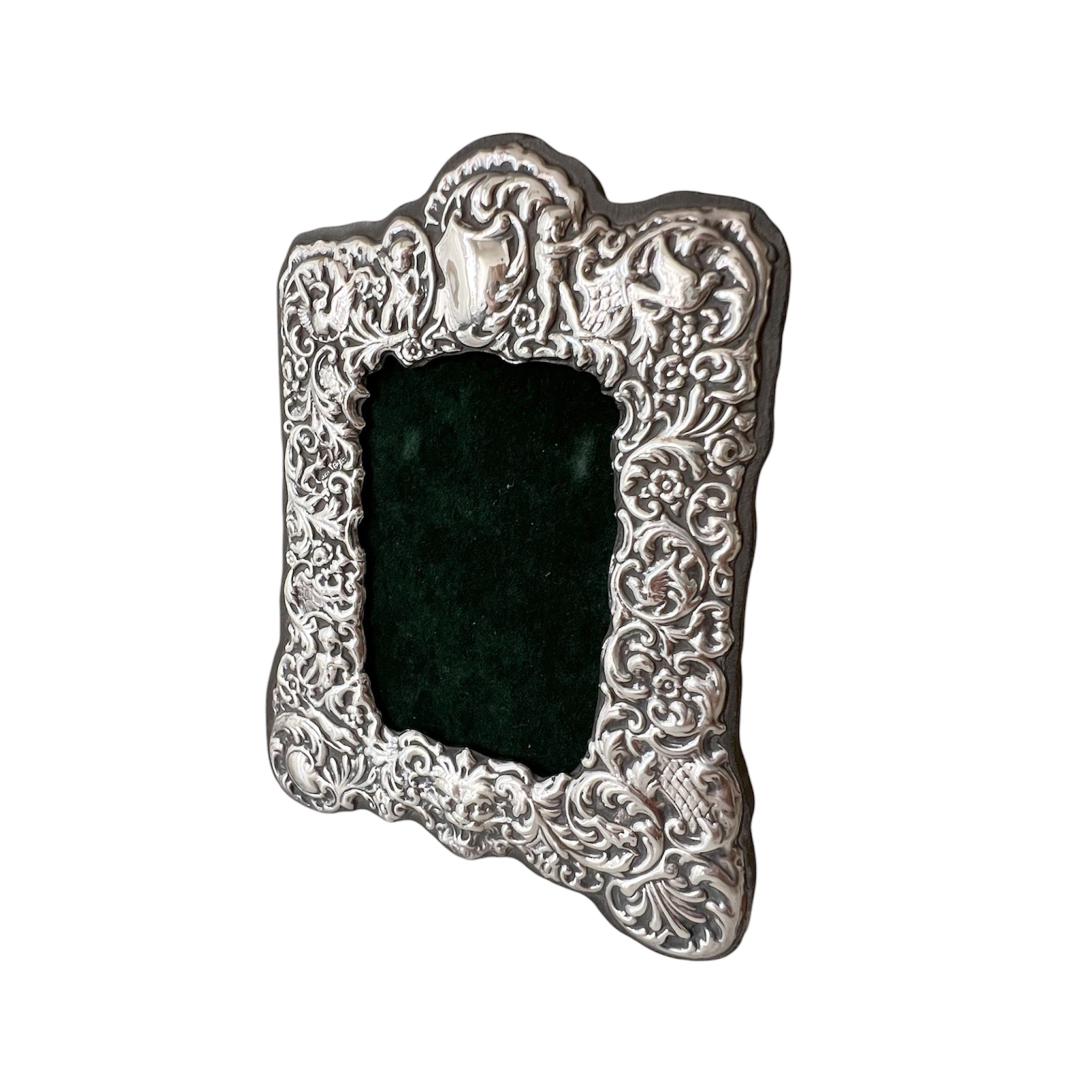 Ray Hall Sterling Silver Photo Frame, Birmingham 1989, Floral Scroll Design