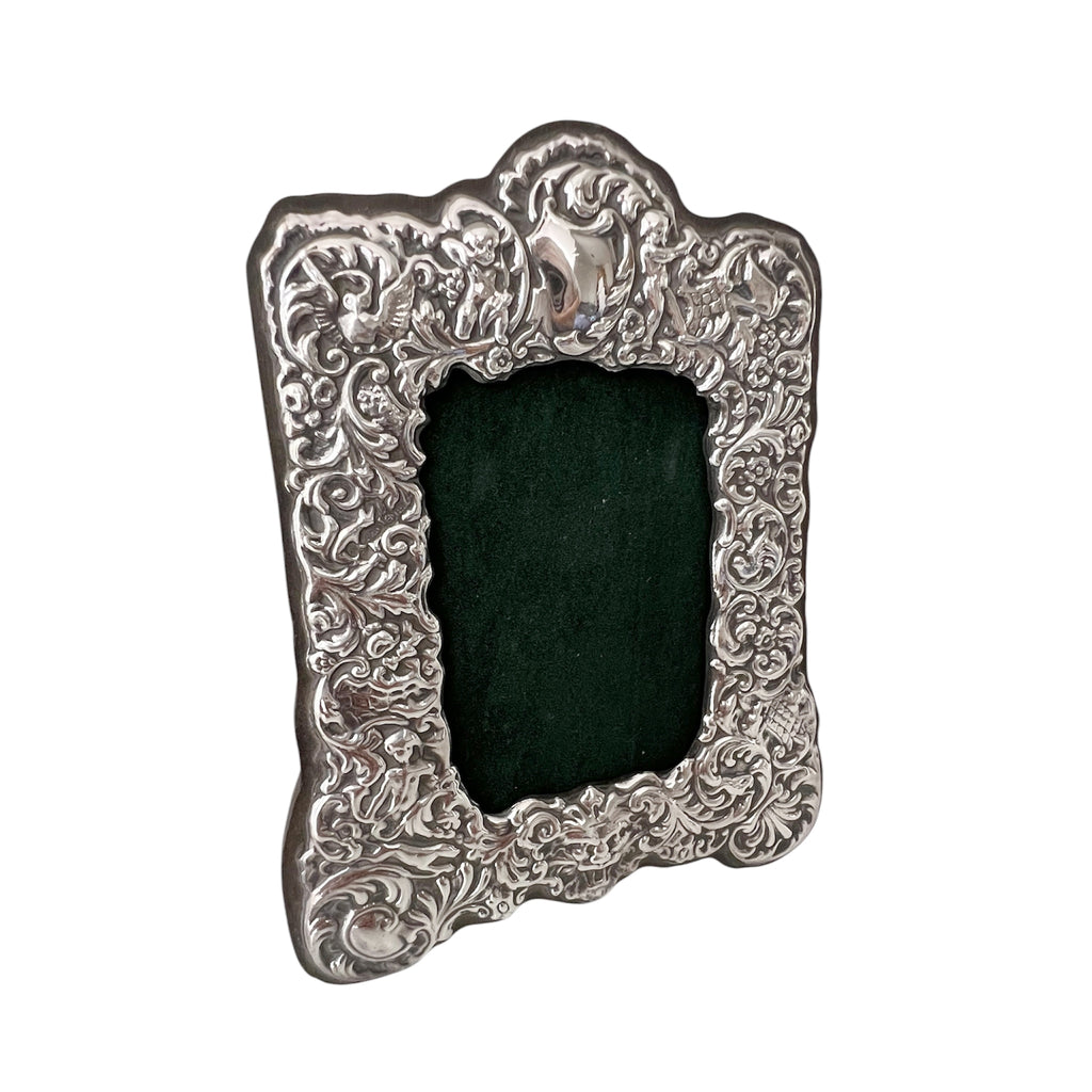 Ray Hall Sterling Silver Photo Frame, Birmingham 1989, Floral Scroll Design