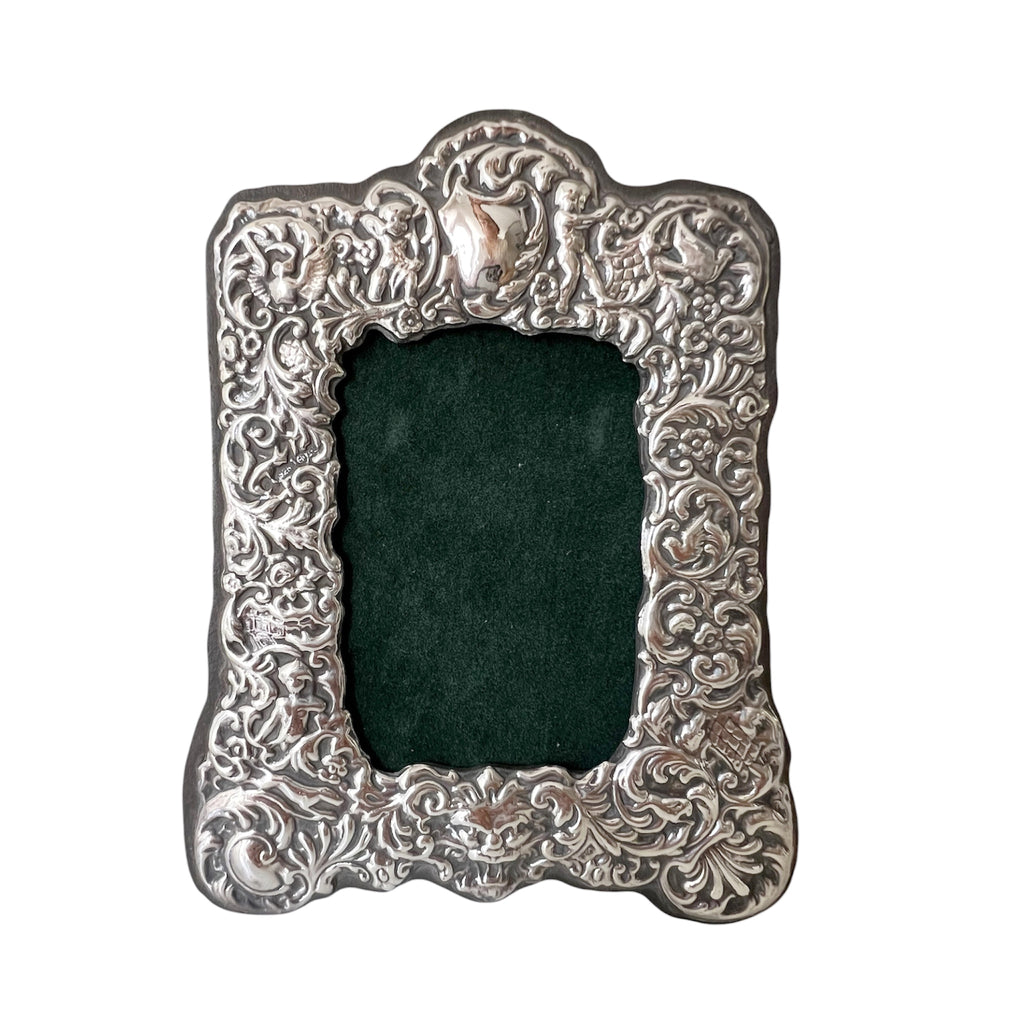 Ray Hall Sterling Silver Photo Frame, Birmingham 1989, Floral Scroll Design