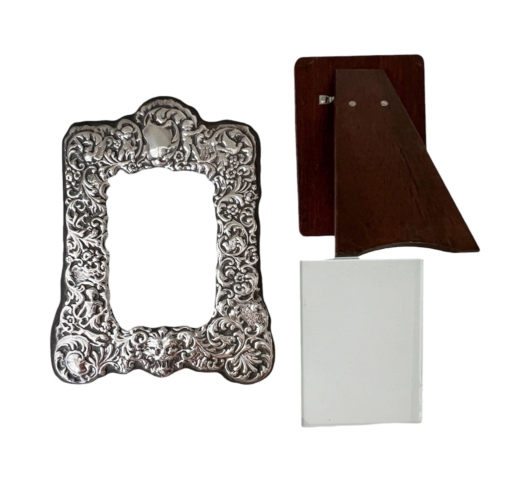 Ray Hall Sterling Silver Photo Frame, Birmingham 1989, Floral Scroll Design