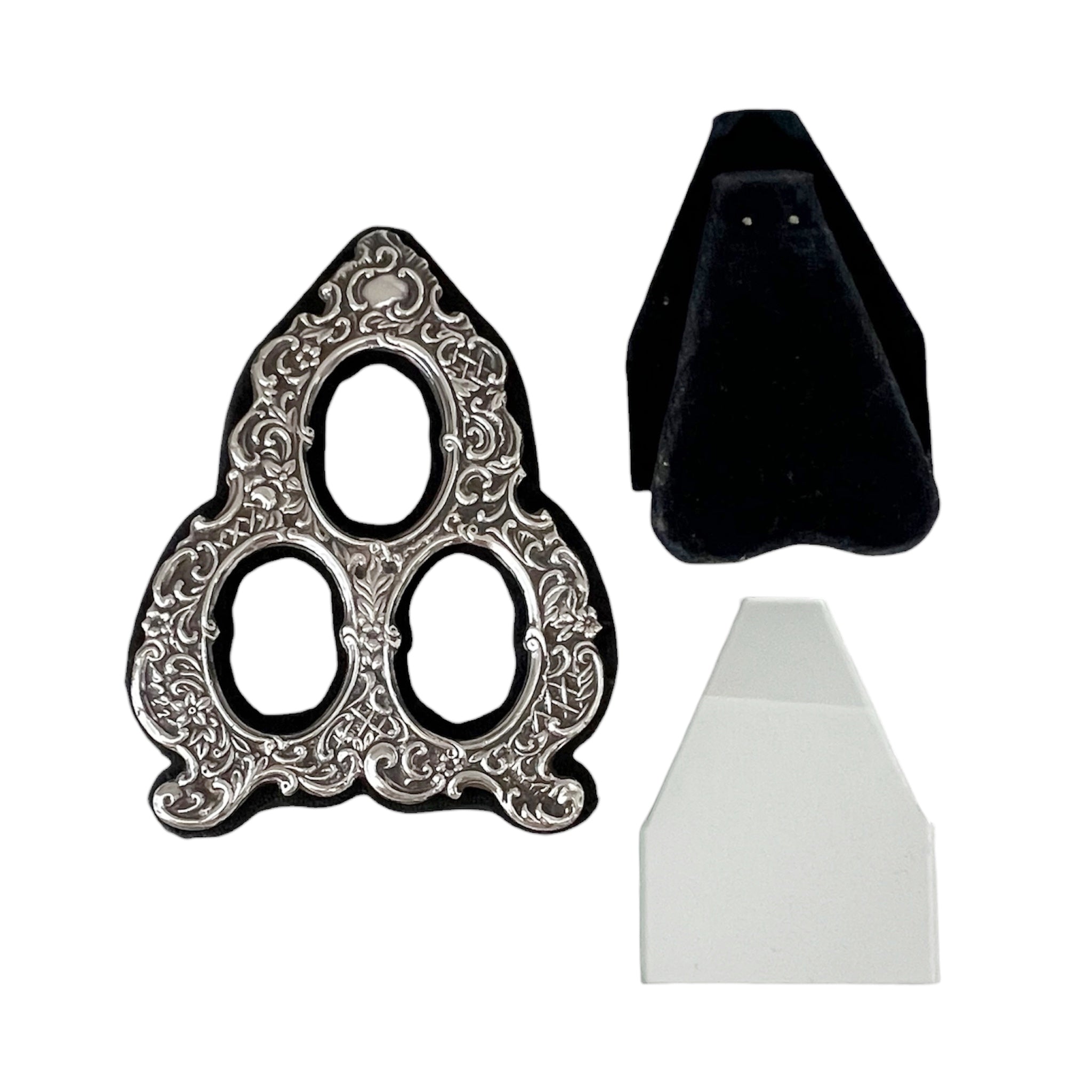RBB Sterling Silver Triple Photo Frame, London 1994, Three Oval Openings