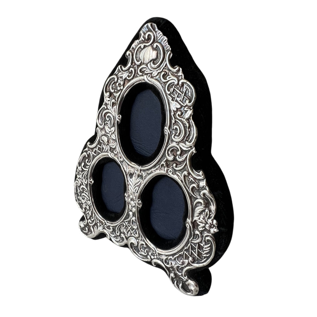 RBB Sterling Silver Triple Photo Frame, London 1994, Three Oval Openings