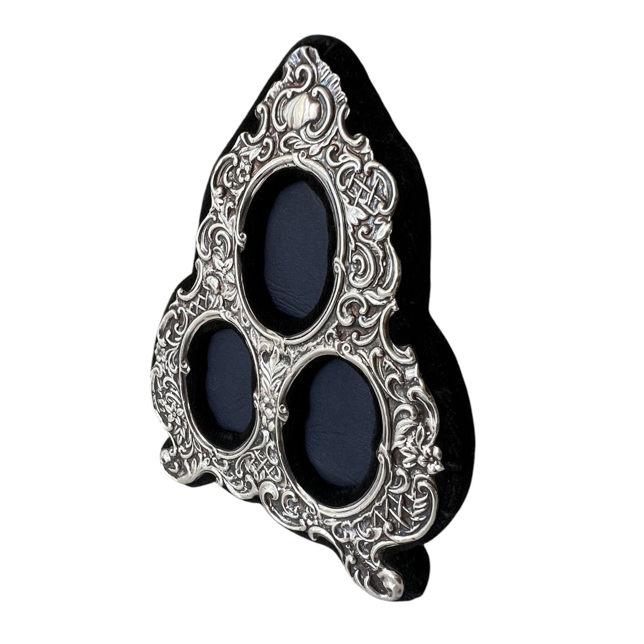 RBB Sterling Silver Triple Photo Frame, London 1994, Three Oval Openings