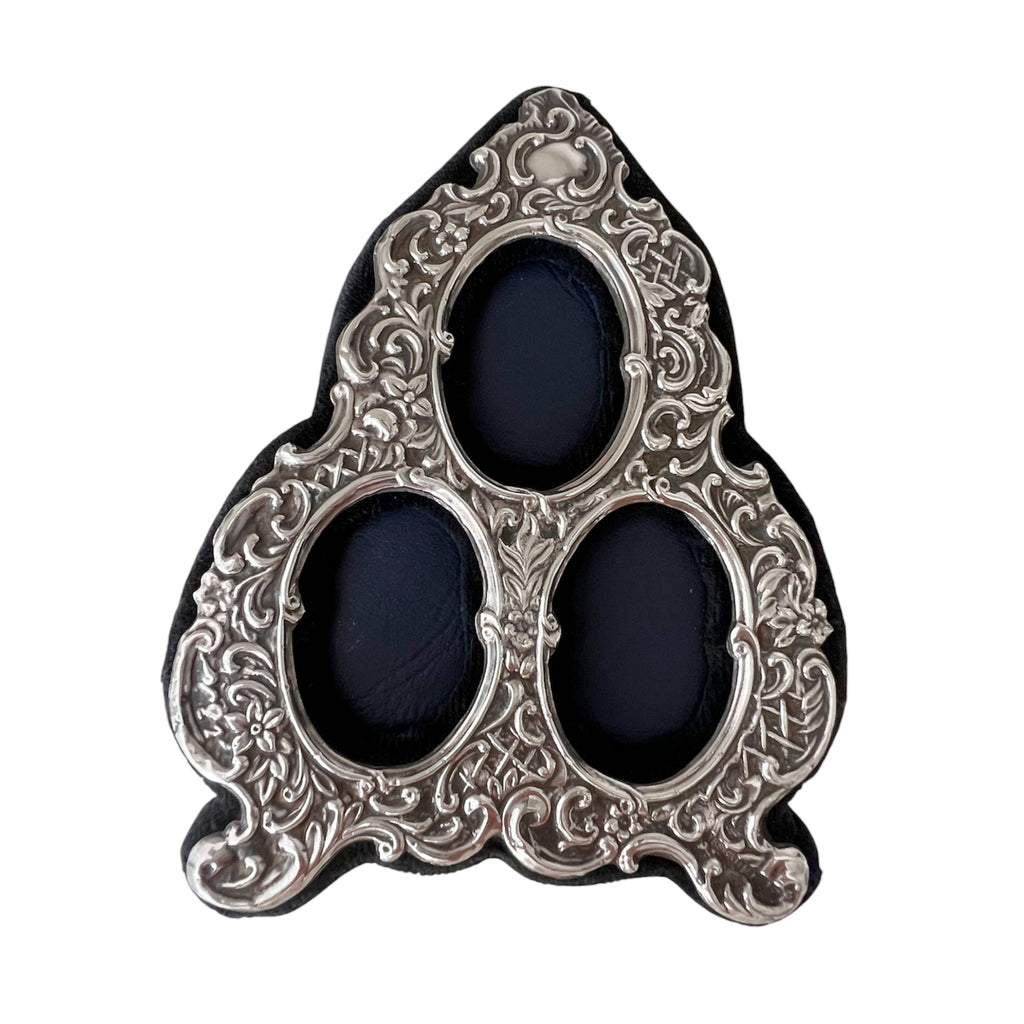 RBB Sterling Silver Triple Photo Frame, London 1994, Three Oval Openings