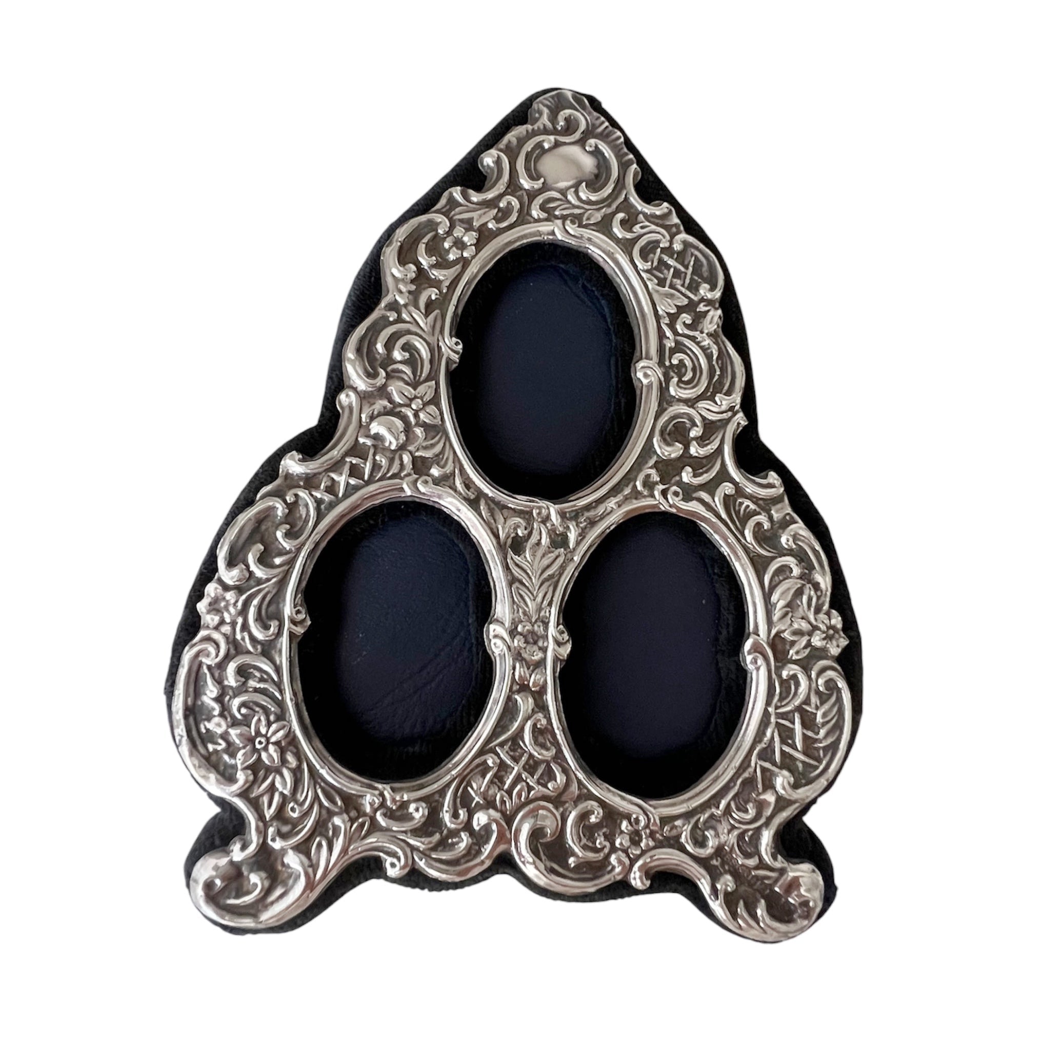 RBB Sterling Silver Triple Photo Frame, London 1994, Three Oval Openings