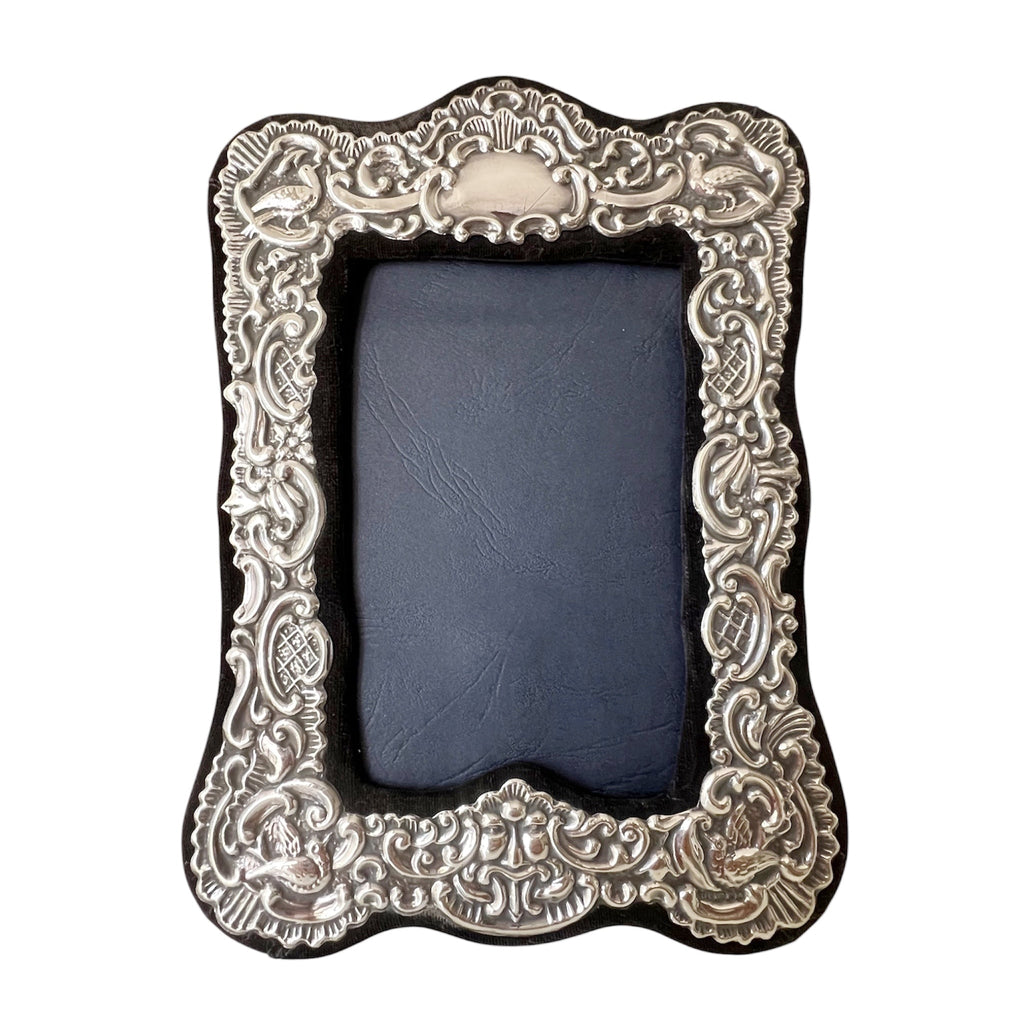 Vintage Keyford Frames Sterling Silver Photo Frame, London 1990, Floral Scroll Design