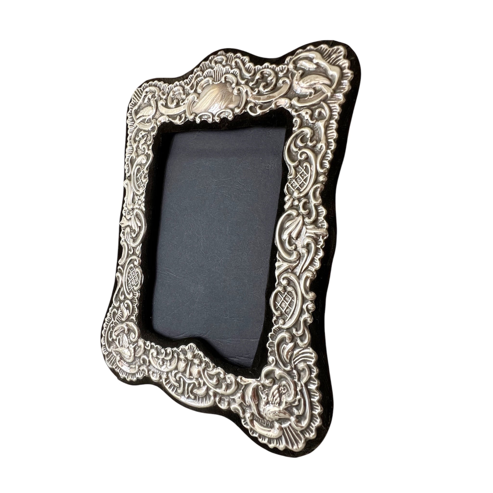 Vintage Keyford Frames Sterling Silver Photo Frame, London 1990, Floral Scroll Design