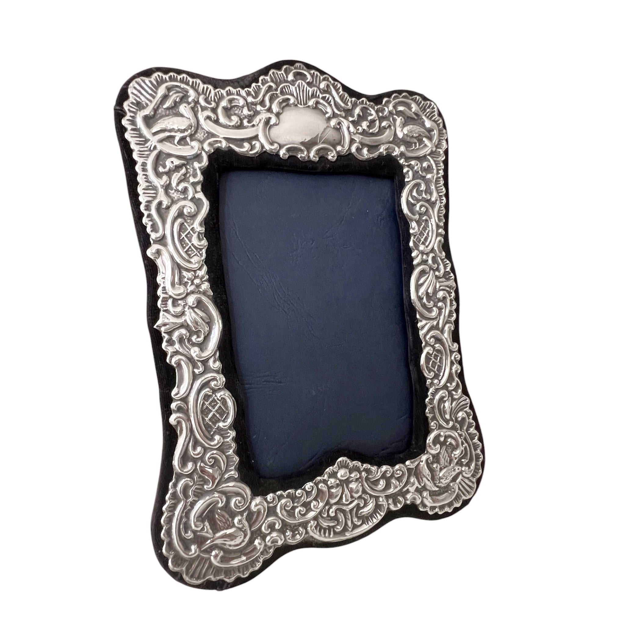 Vintage Keyford Frames Sterling Silver Photo Frame, London 1990, Floral Scroll Design