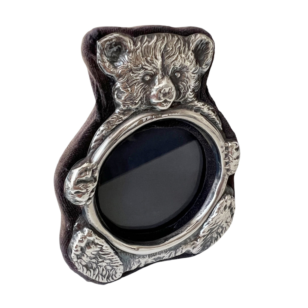 Keyford Frames Sterling Silver Teddy Bear Photo Frame, London 1990