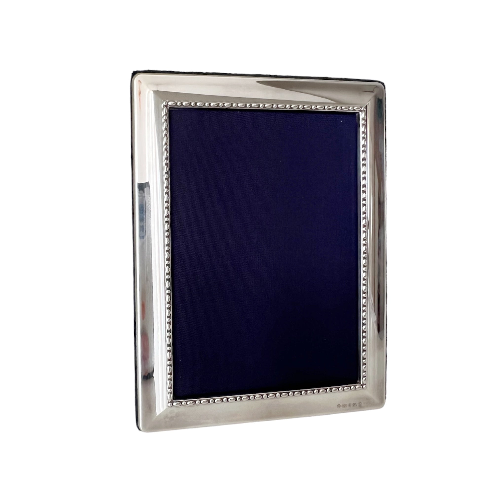 Carr’s Sheffield Sterling Photo Frame, Hallmarked 2001, Blue Velvet Back