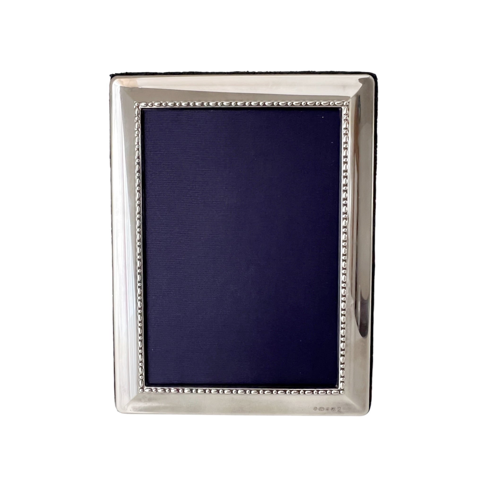 Carr’s Sheffield Sterling Photo Frame, Hallmarked 2001, Blue Velvet Back