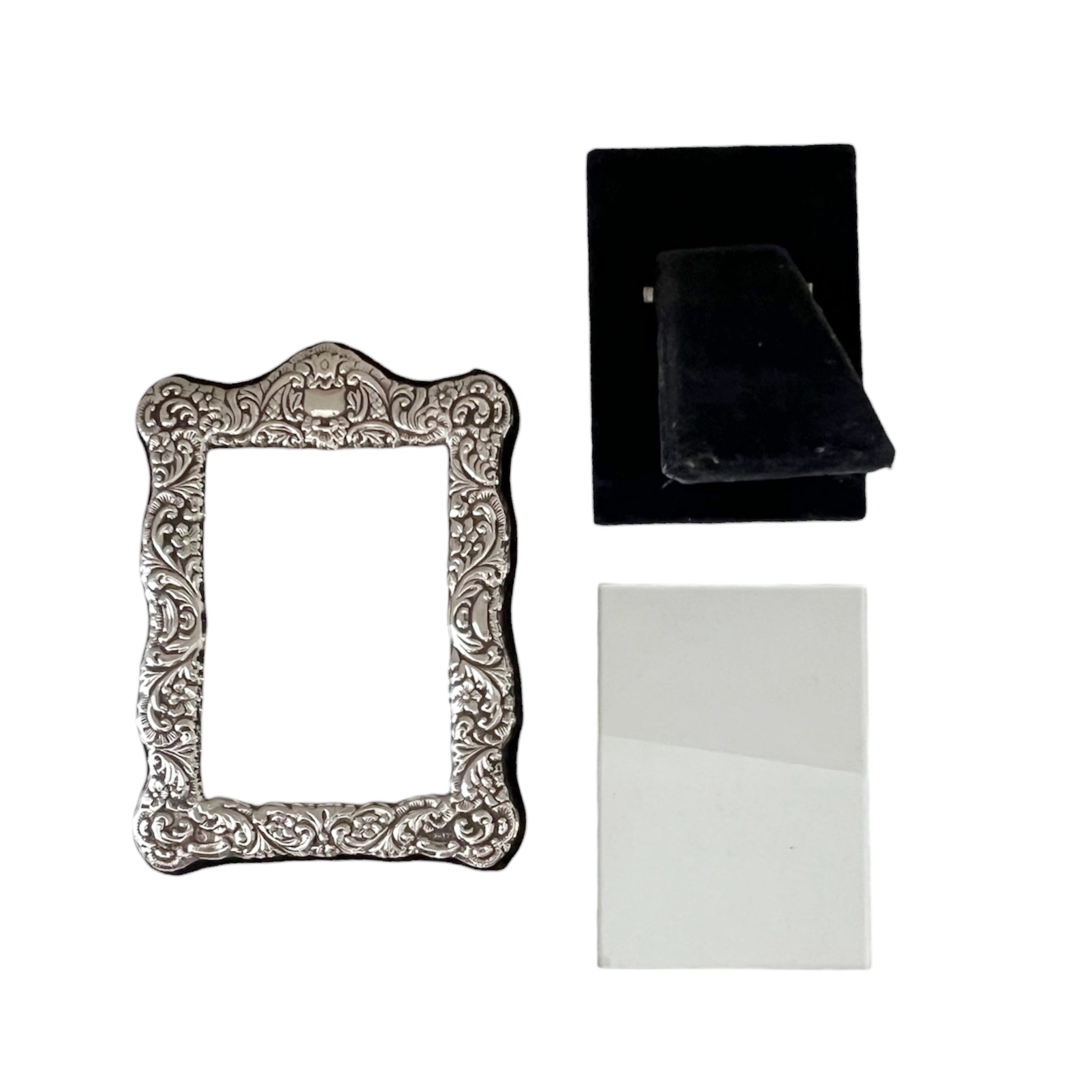 Carr’s Sheffield Sterling Photo Frame, 1993, Floral Scroll Design