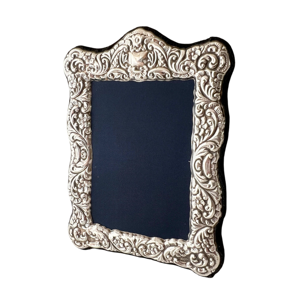 Carr’s Sheffield Sterling Photo Frame, 1993, Floral Scroll Design