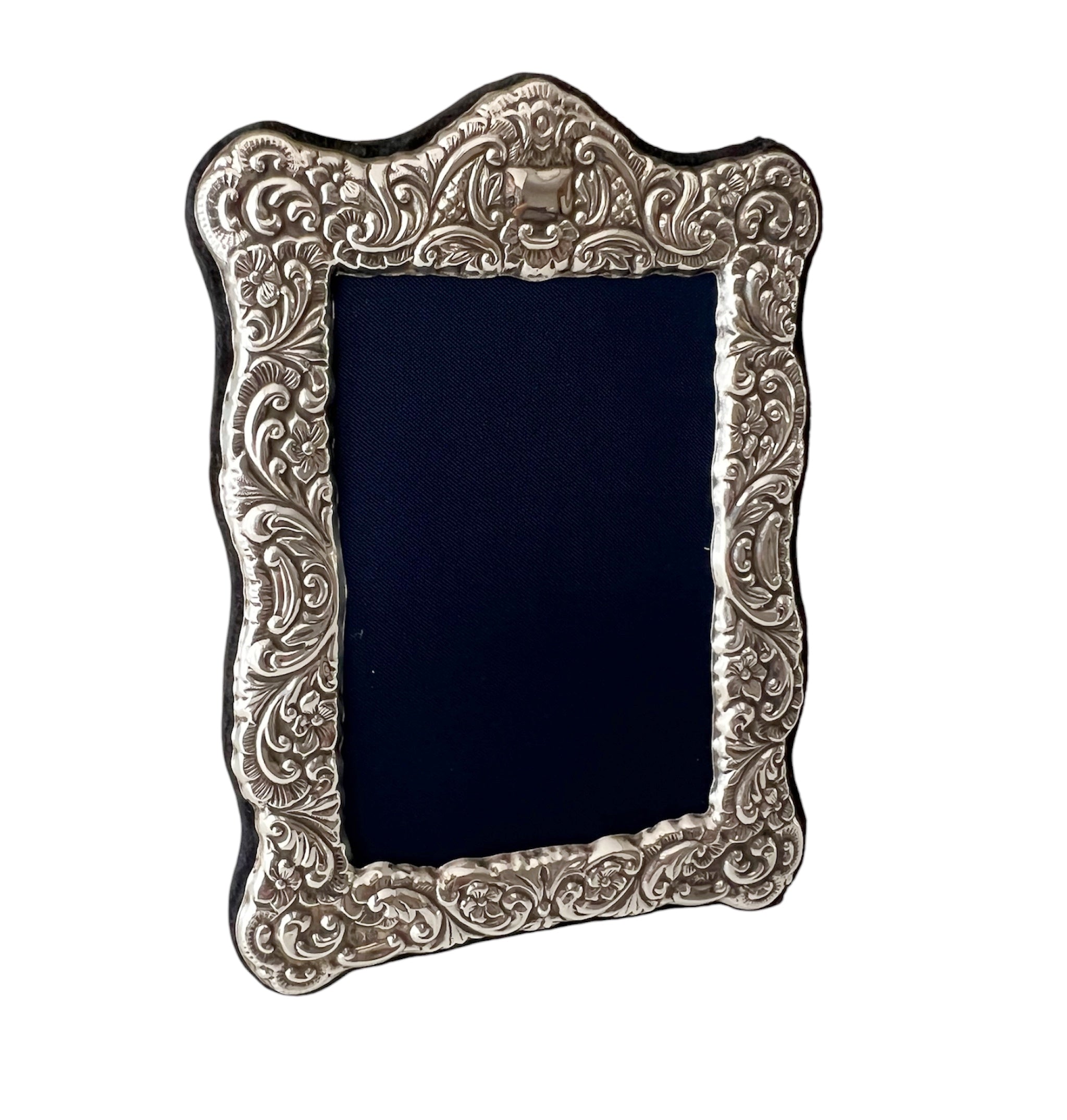 Carr’s Sheffield Sterling Photo Frame, 1993, Floral Scroll Design