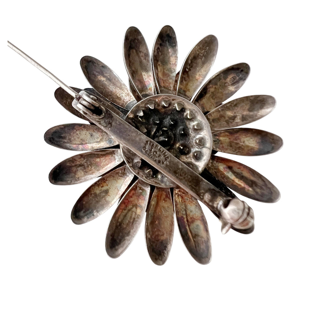 Vintage S. Christian Fogh Sterling Silver Flower Brooch, Danish Denmark Floral Pin