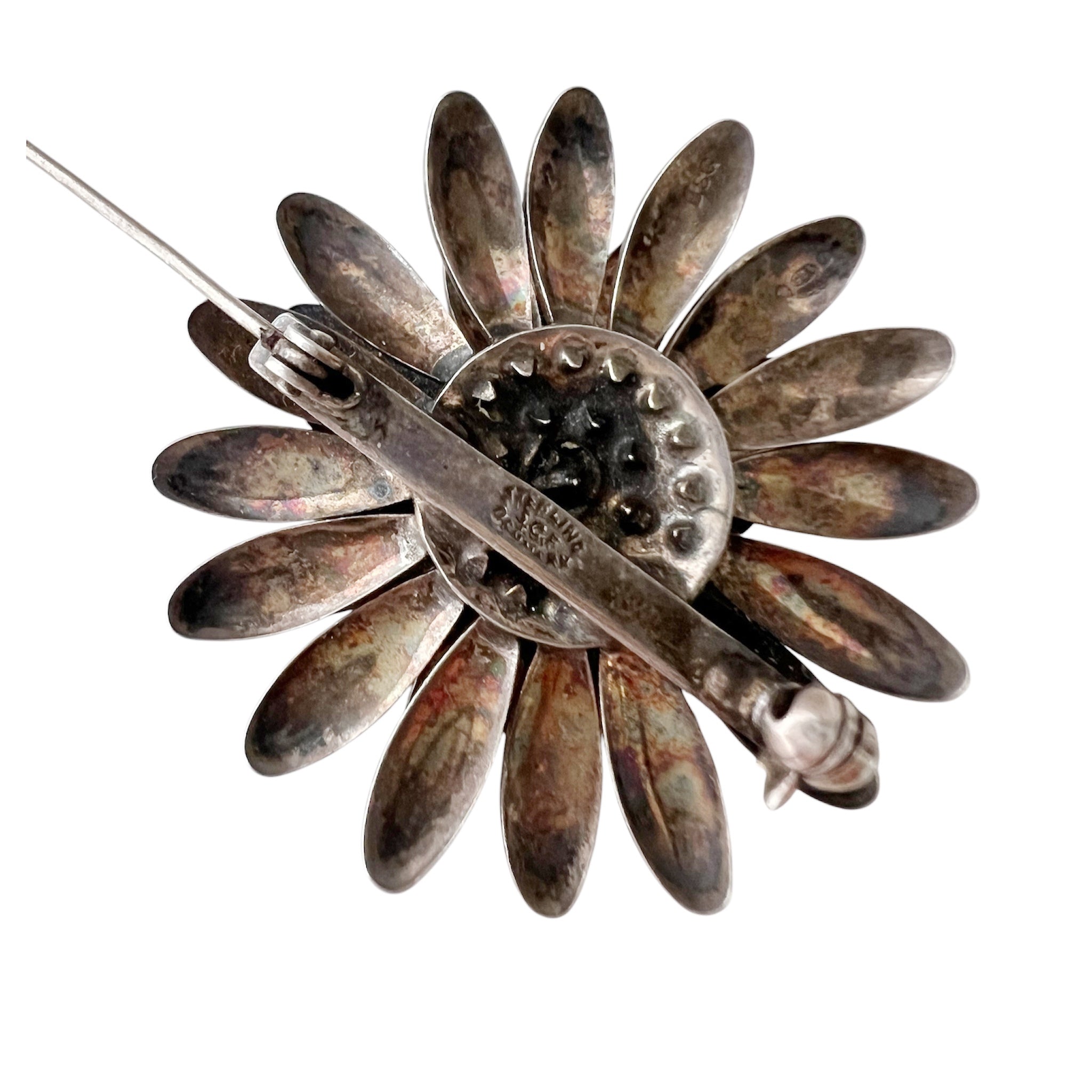 Vintage S. Christian Fogh Sterling Silver Flower Brooch, Danish Denmark Floral Pin
