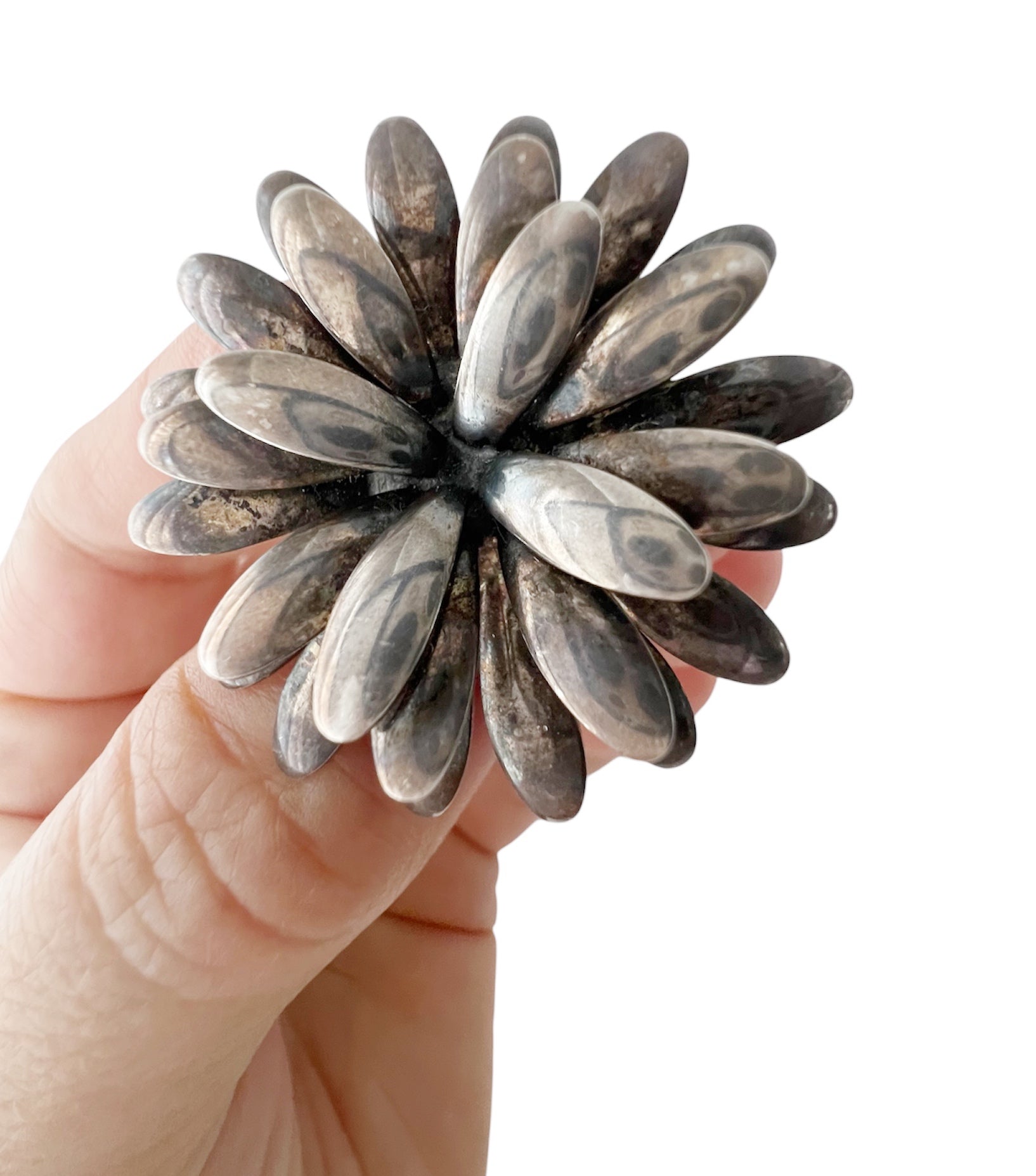 Vintage S. Christian Fogh Sterling Silver Flower Brooch, Danish Denmark Floral Pin
