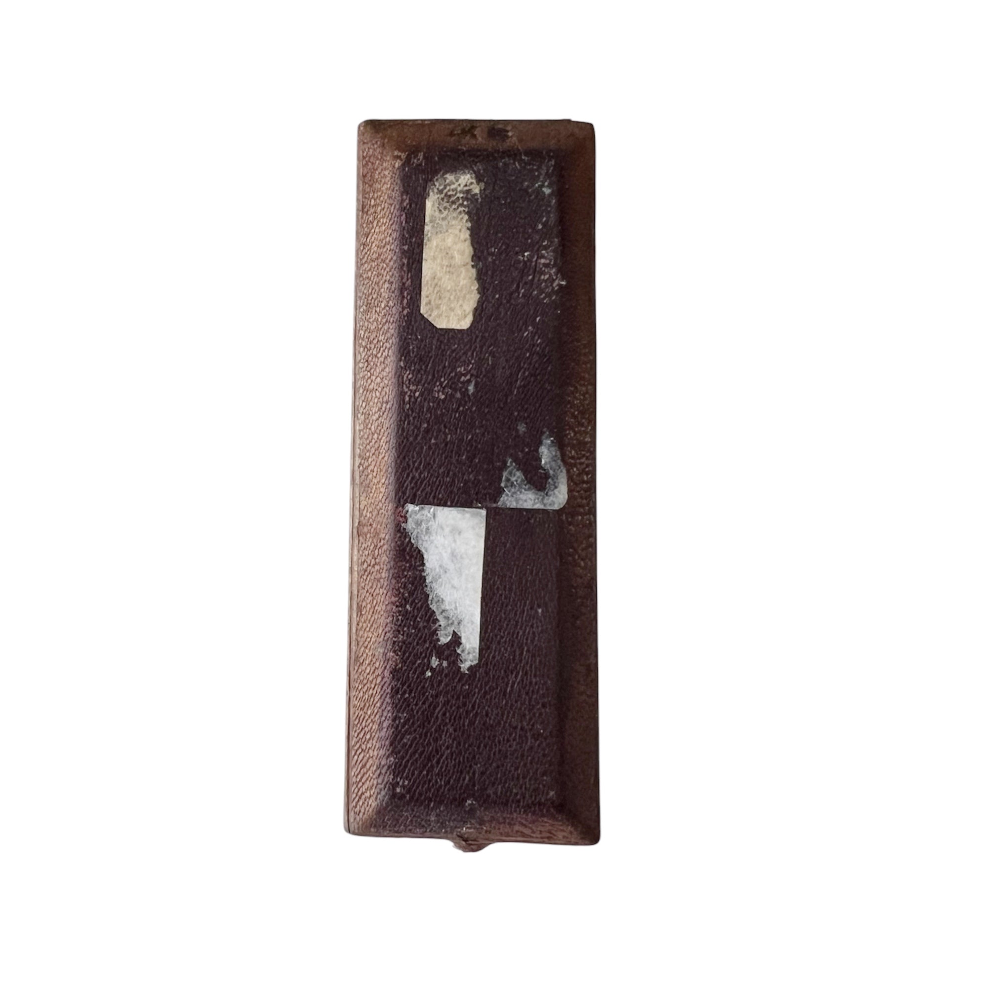 Antique Leather Long Brooch Case, P. G. Wilson Inverness, Purple Silk Blue Velvet Jewellery Box