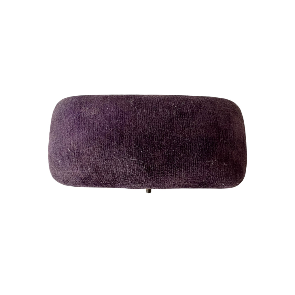 Antique Purple Velvet Brooch Box, Small Jewellery Presentation Case, Vintage Pin Display Box