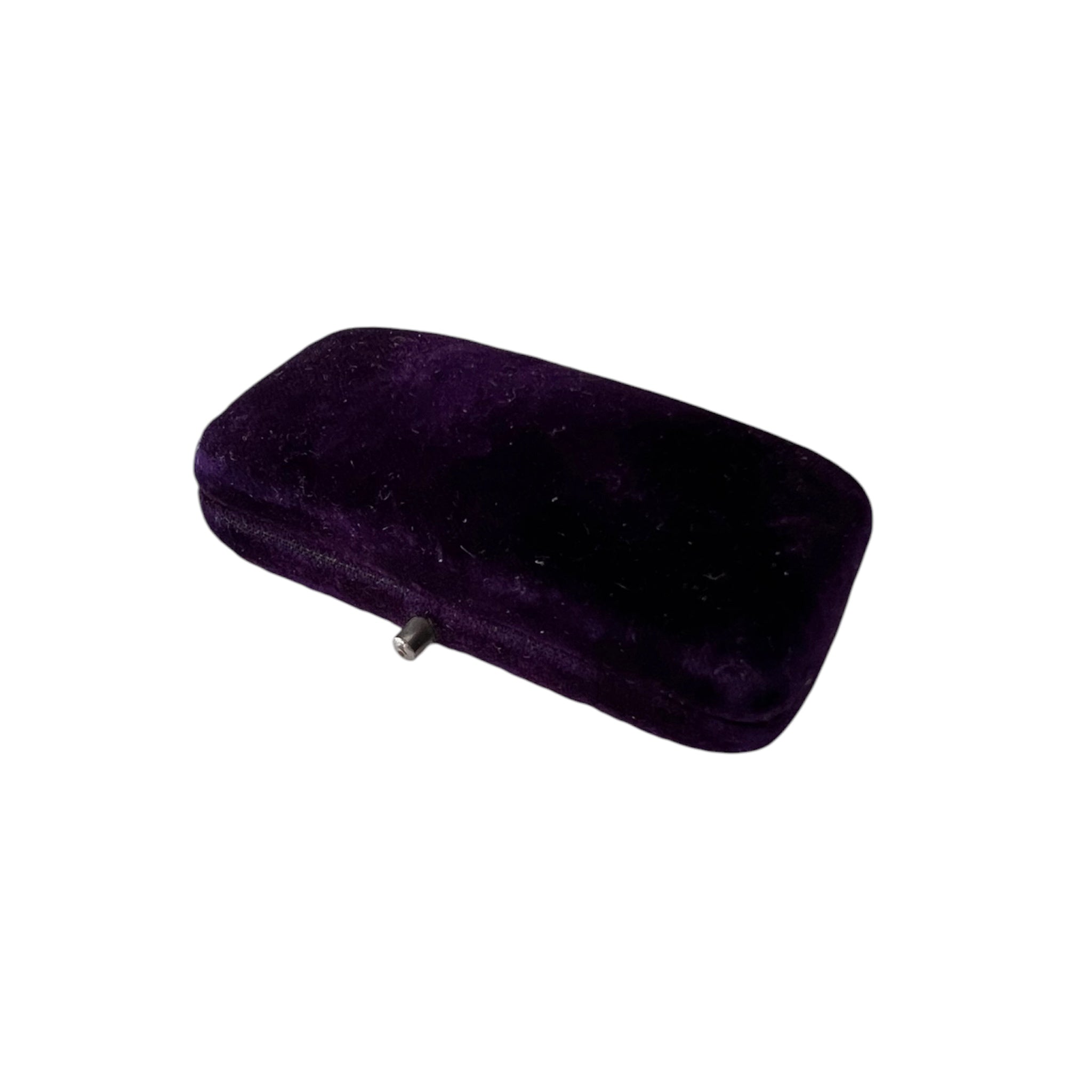 Antique Purple Velvet Brooch Box, Small Jewellery Presentation Case, Vintage Pin Display Box