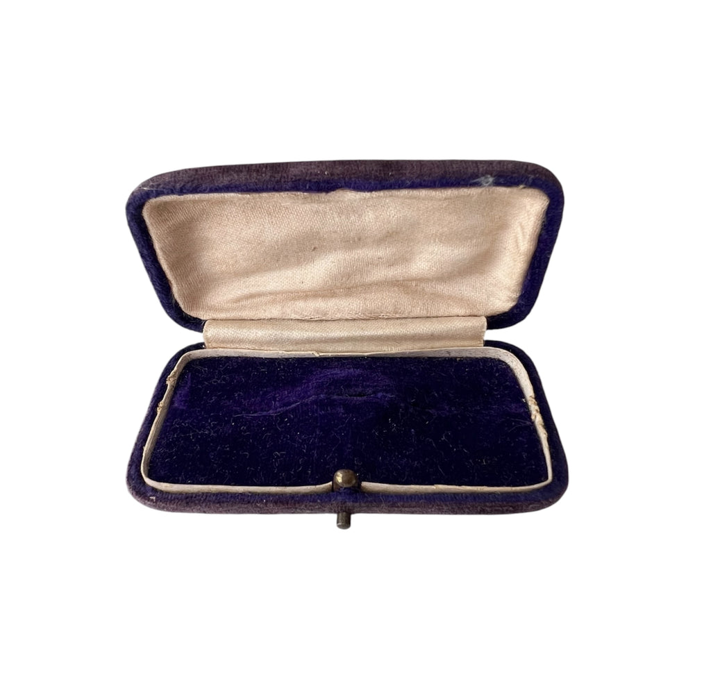 Antique Purple Velvet Brooch Box, Small Jewellery Presentation Case, Vintage Pin Display Box