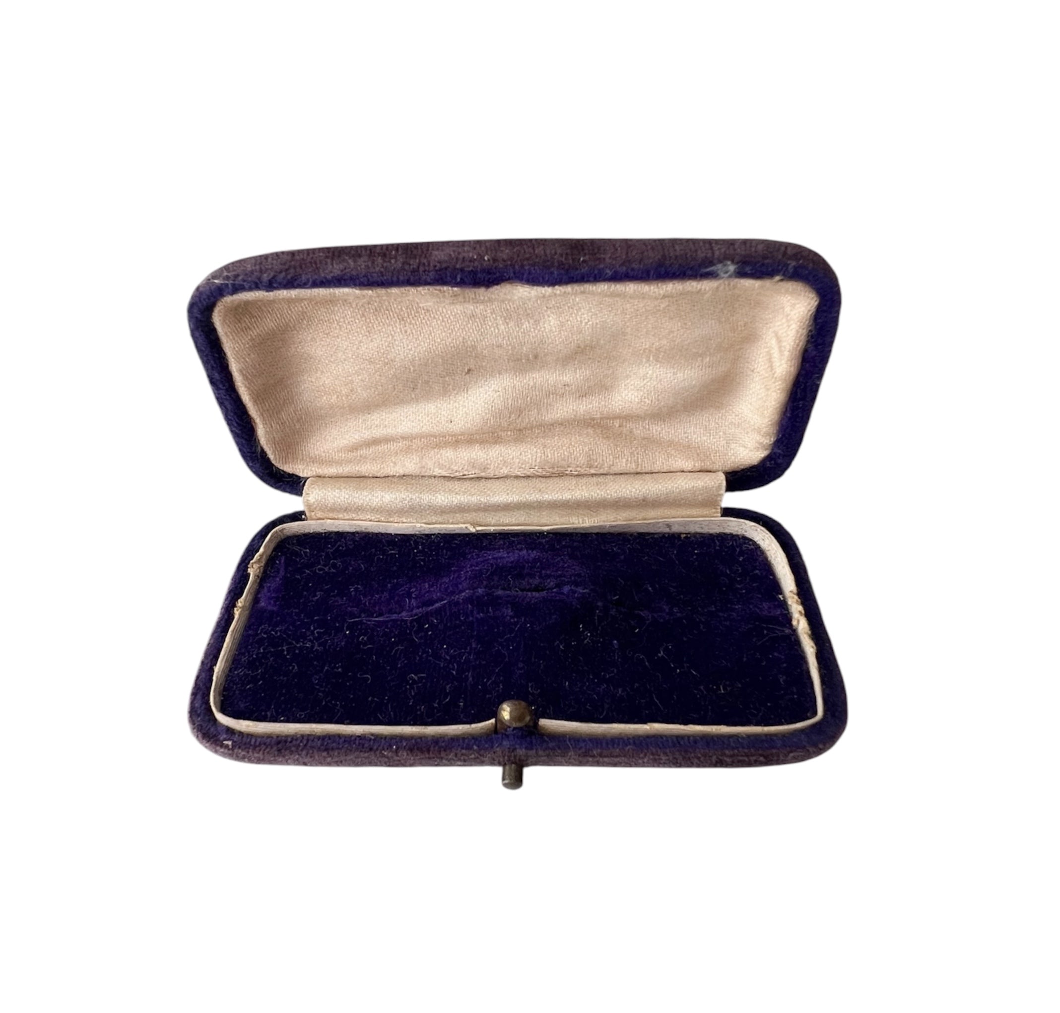 Antique Purple Velvet Brooch Box, Small Jewellery Presentation Case, Vintage Pin Display Box