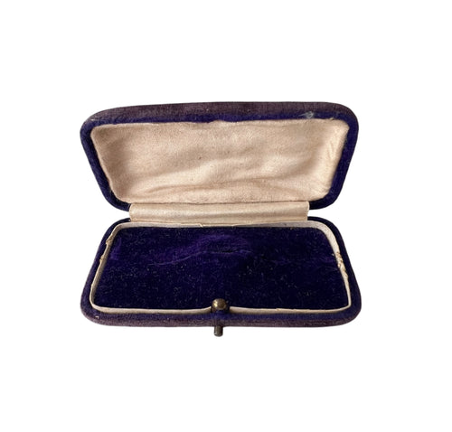 Antique Purple Velvet Small Jewellery Presentation Case, Vintage Pin Display Box
