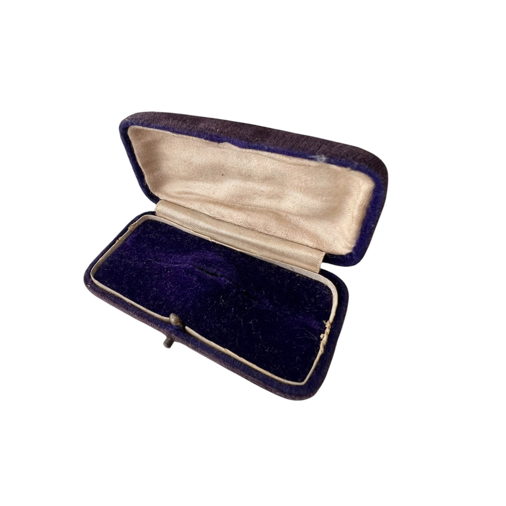 Antique Purple Velvet Brooch Box, Small Jewellery Presentation Case, Vintage Pin Display Box